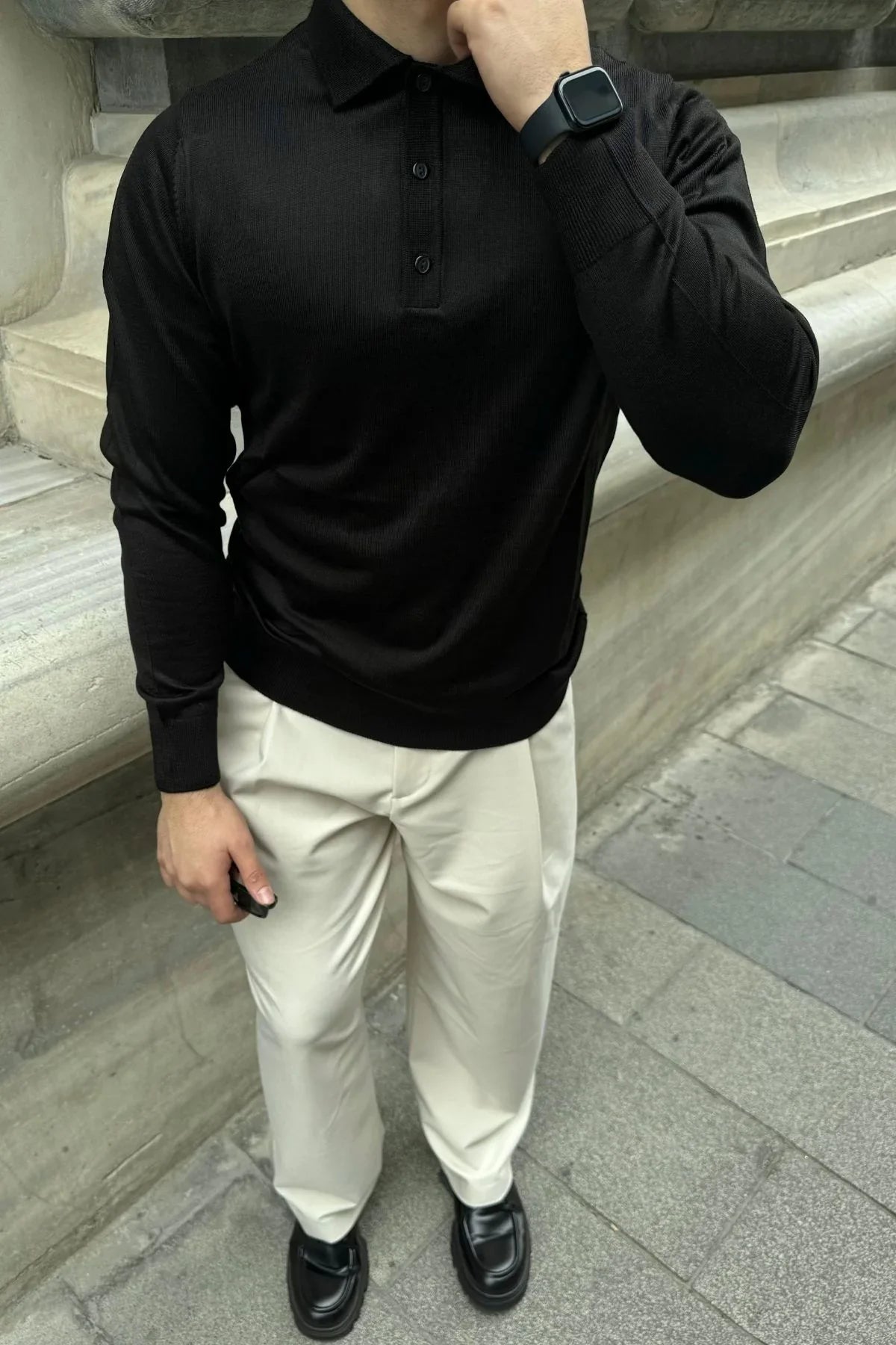 Erkek Standart Fit Normal Kesim Polo Yaka Triko Kazak - Livio Ferri