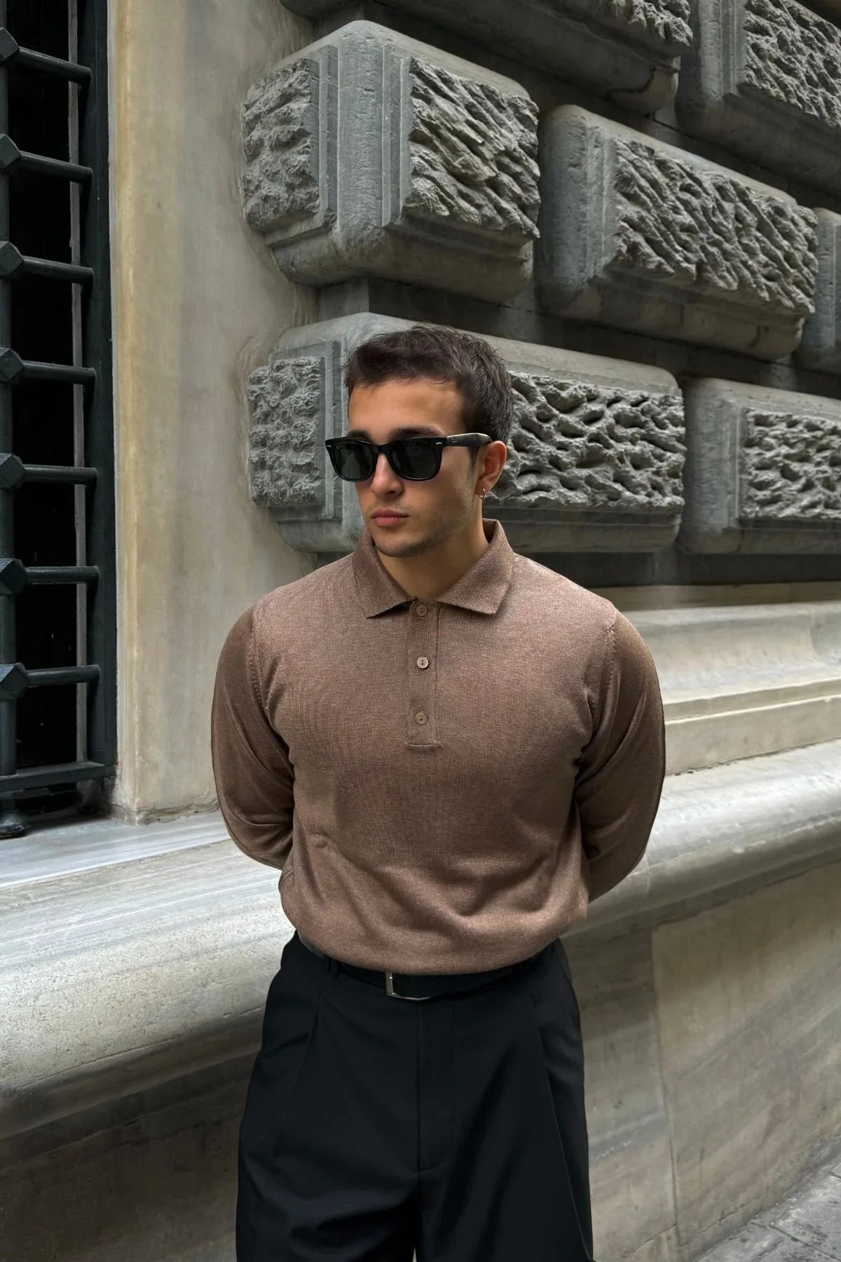 Erkek Standart Fit Normal Kesim Polo Yaka Triko Kazak - Livio Ferri