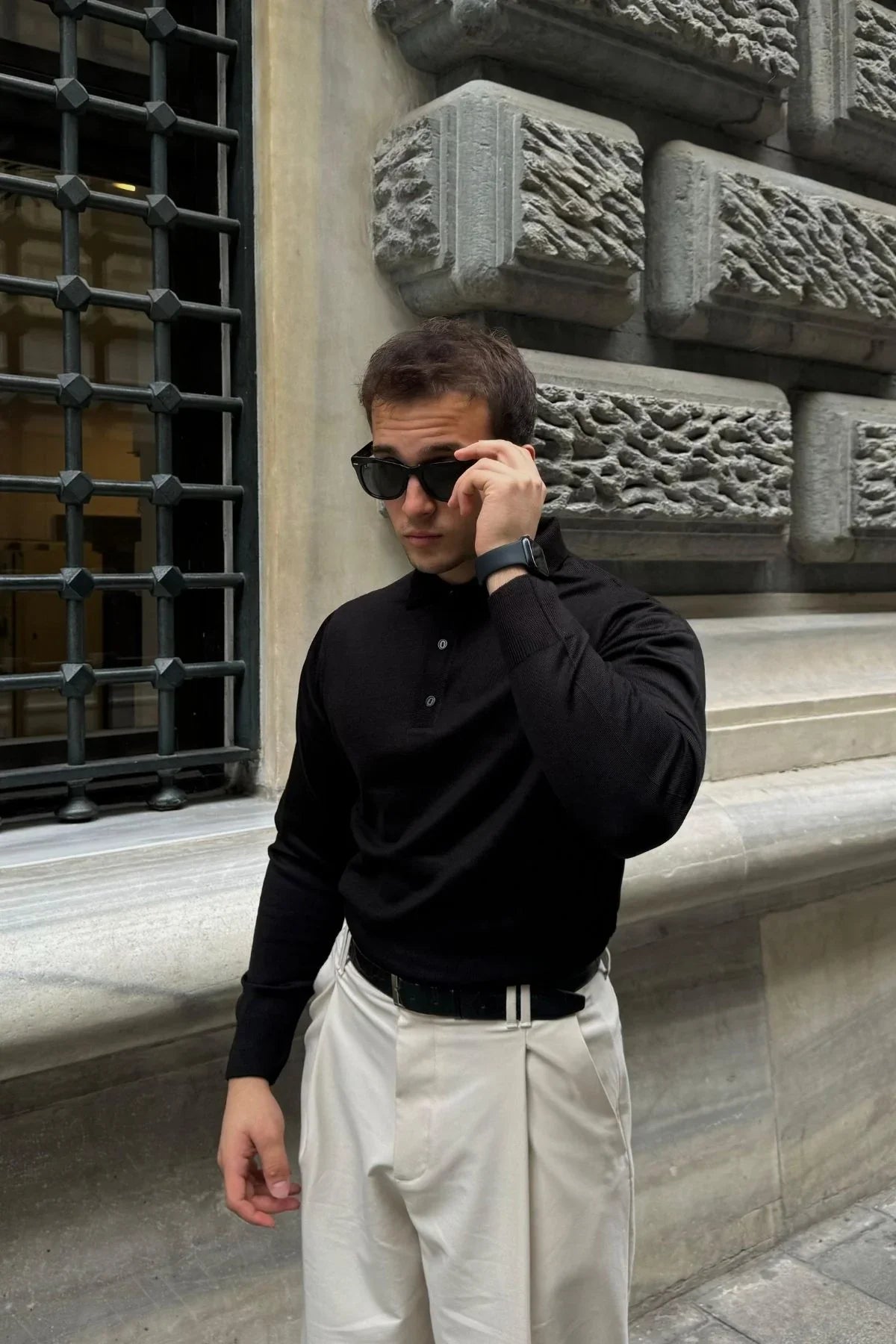 erkek-standart-fit-normal-kesim-gomlek-polo-yaka-triko-kazak-20048 - Livio Ferri