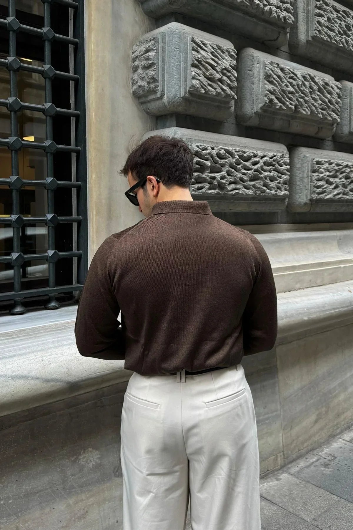 erkek-standart-fit-normal-kesim-gomlek-polo-yaka-triko-kazak-20049 - Livio Ferri