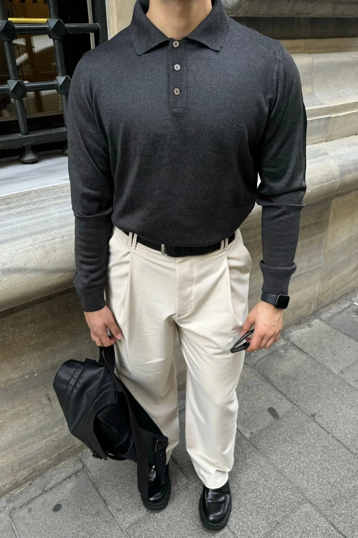 Erkek Standart Fit Normal Kesim Polo Yaka Triko Kazak - Livio Ferri