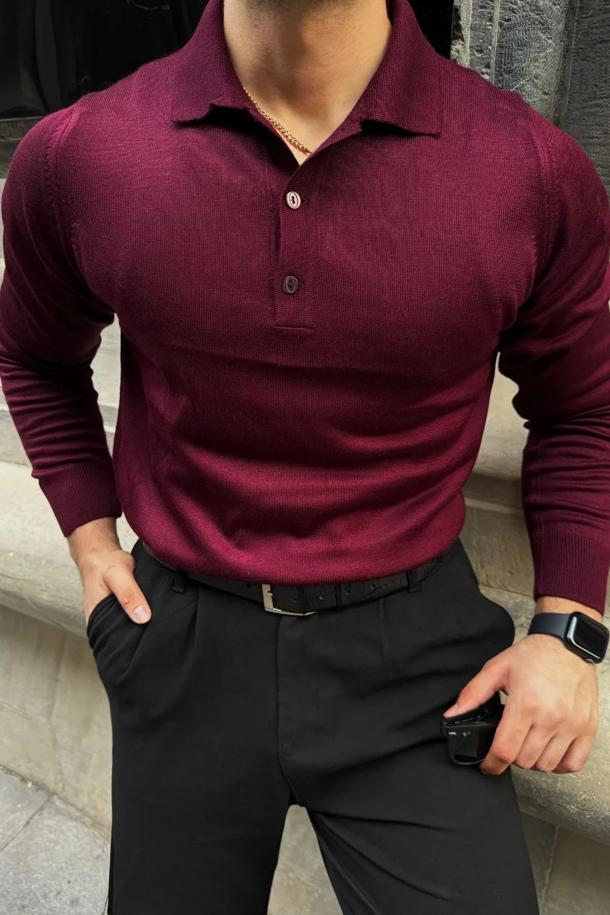 Erkek Standart Fit Normal Kesim Polo Yaka Triko Kazak - Livio Ferri