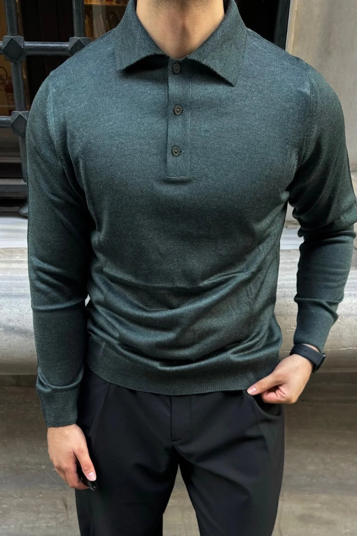 Erkek Standart Fit Normal Kesim Polo Yaka Triko Kazak - Livio Ferri