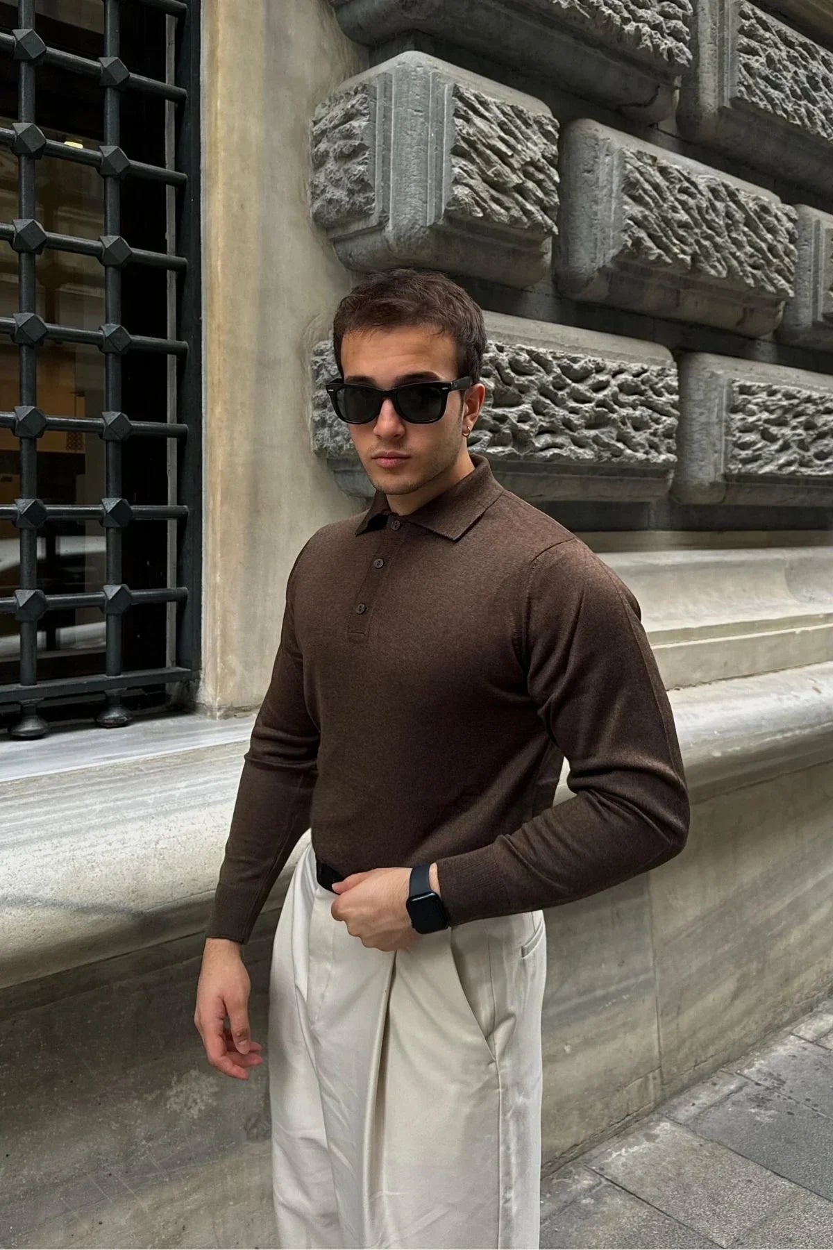 Erkek Standart Fit Normal Kesim Polo Yaka Triko Kazak - Livio Ferri