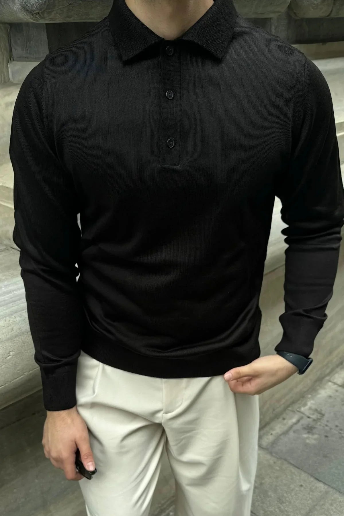 Erkek Standart Fit Normal Kesim Polo Yaka Triko Kazak - Livio Ferri