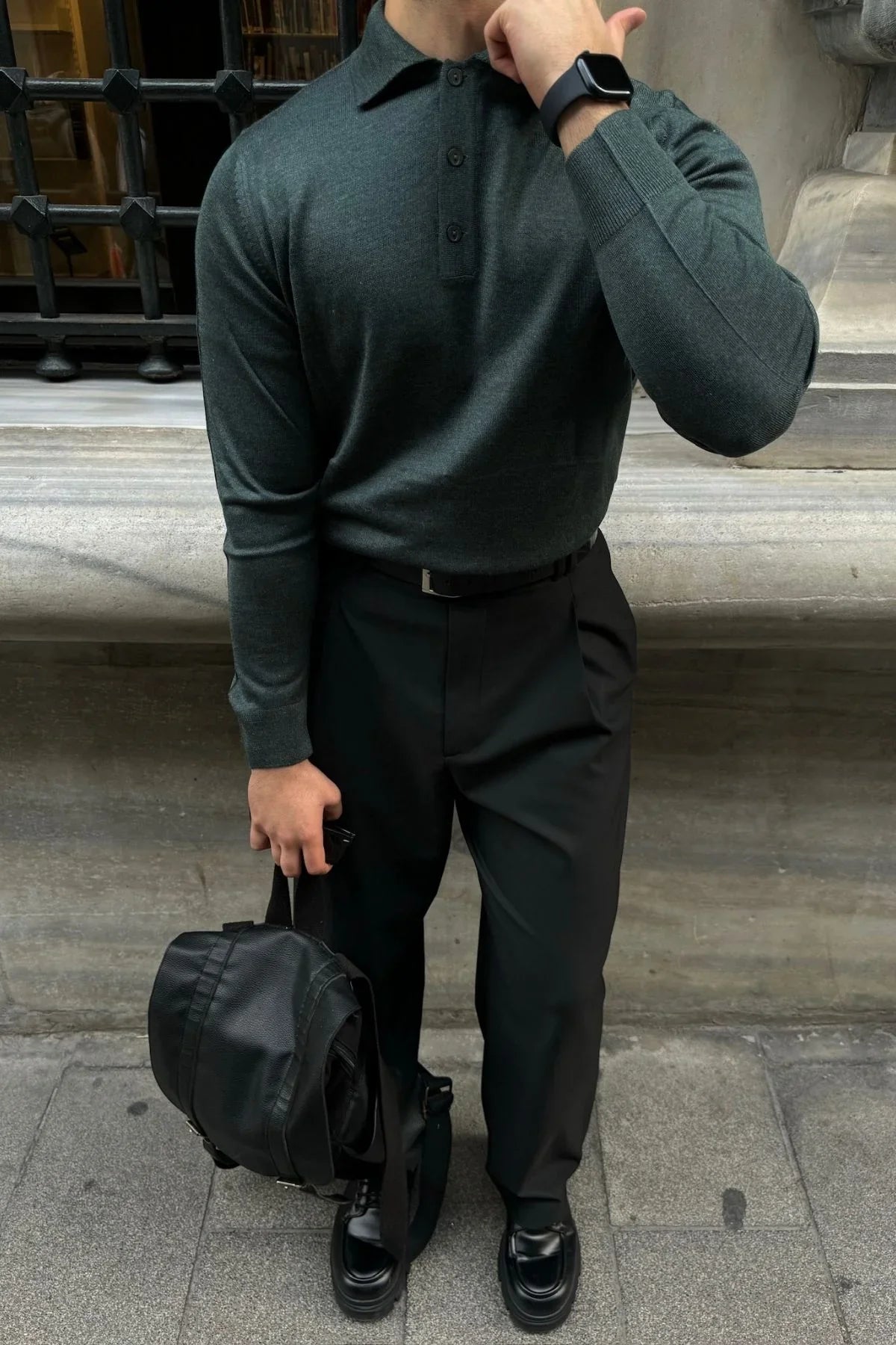 Erkek Standart Fit Normal Kesim Polo Yaka Triko Kazak - Livio Ferri