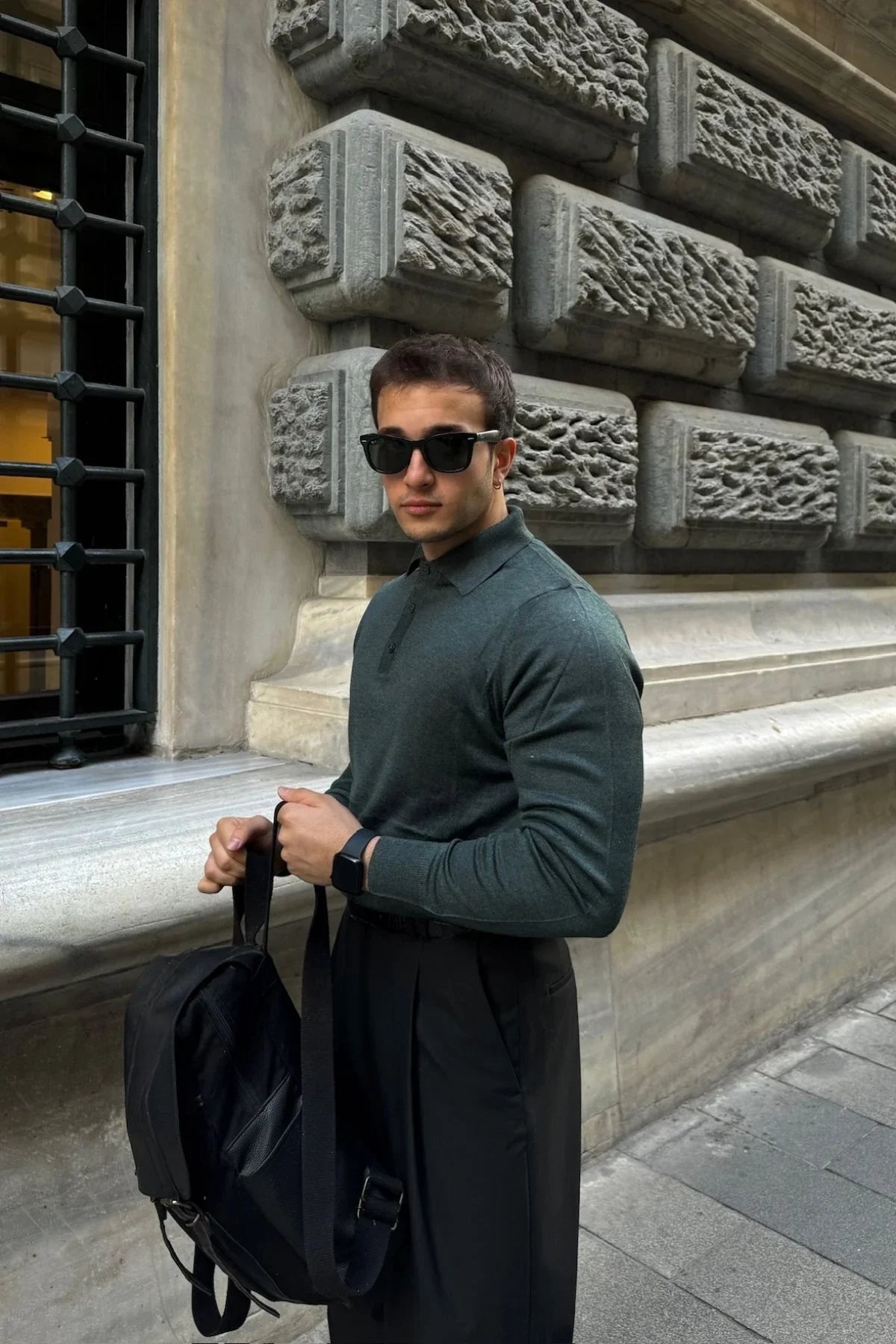 Erkek Standart Fit Normal Kesim Polo Yaka Triko Kazak - Livio Ferri