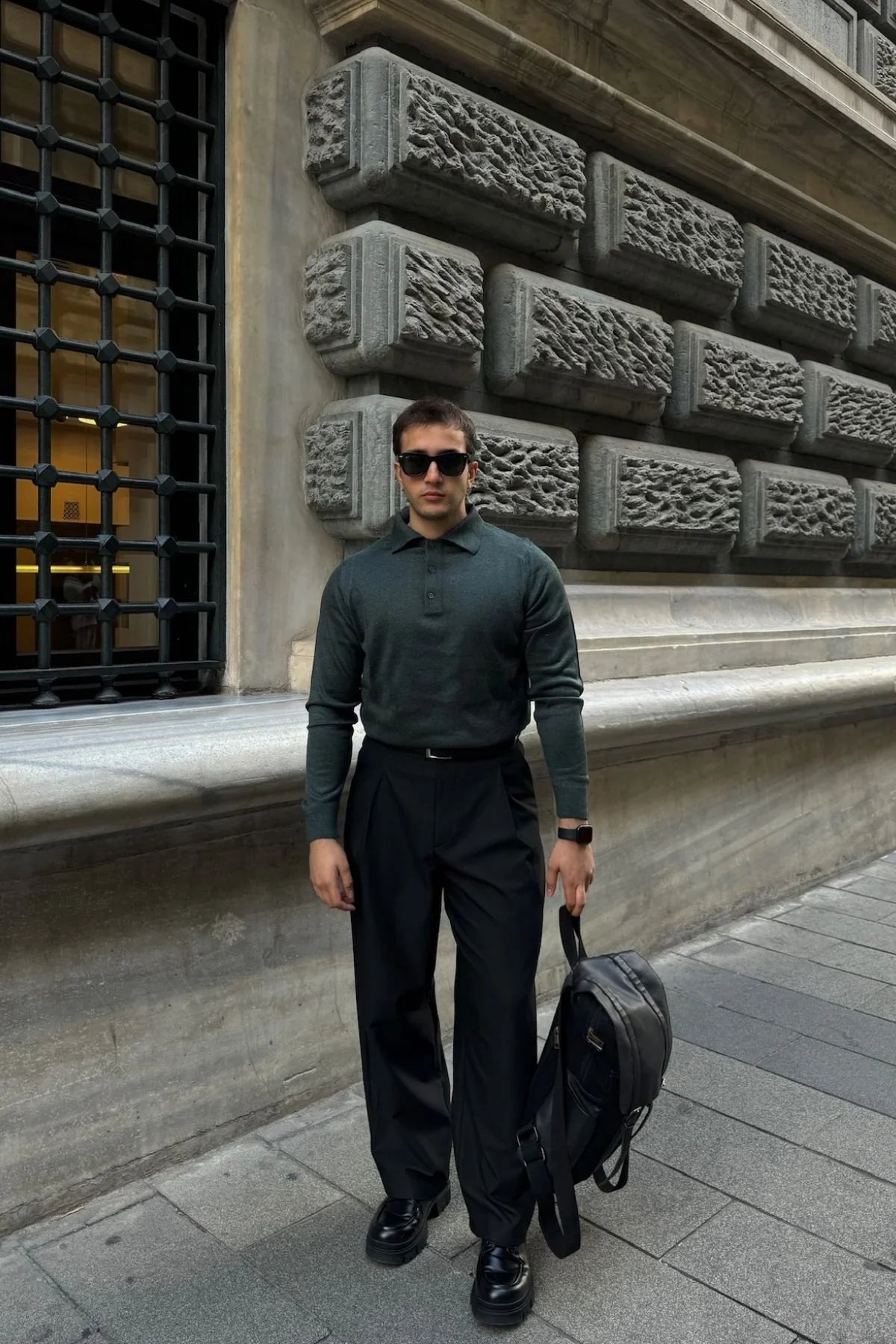 Erkek Standart Fit Normal Kesim Polo Yaka Triko Kazak - Livio Ferri