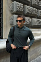 erkek-standart-fit-normal-kesim-gomlek-polo-yaka-triko-kazak-20063 - Livio Ferri