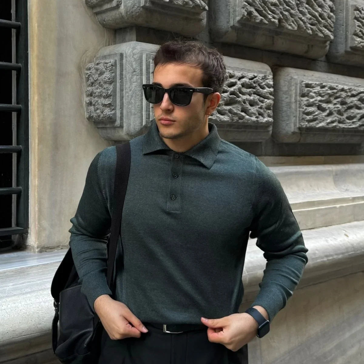 Erkek Standart Fit Normal Kesim Polo Yaka Triko Kazak