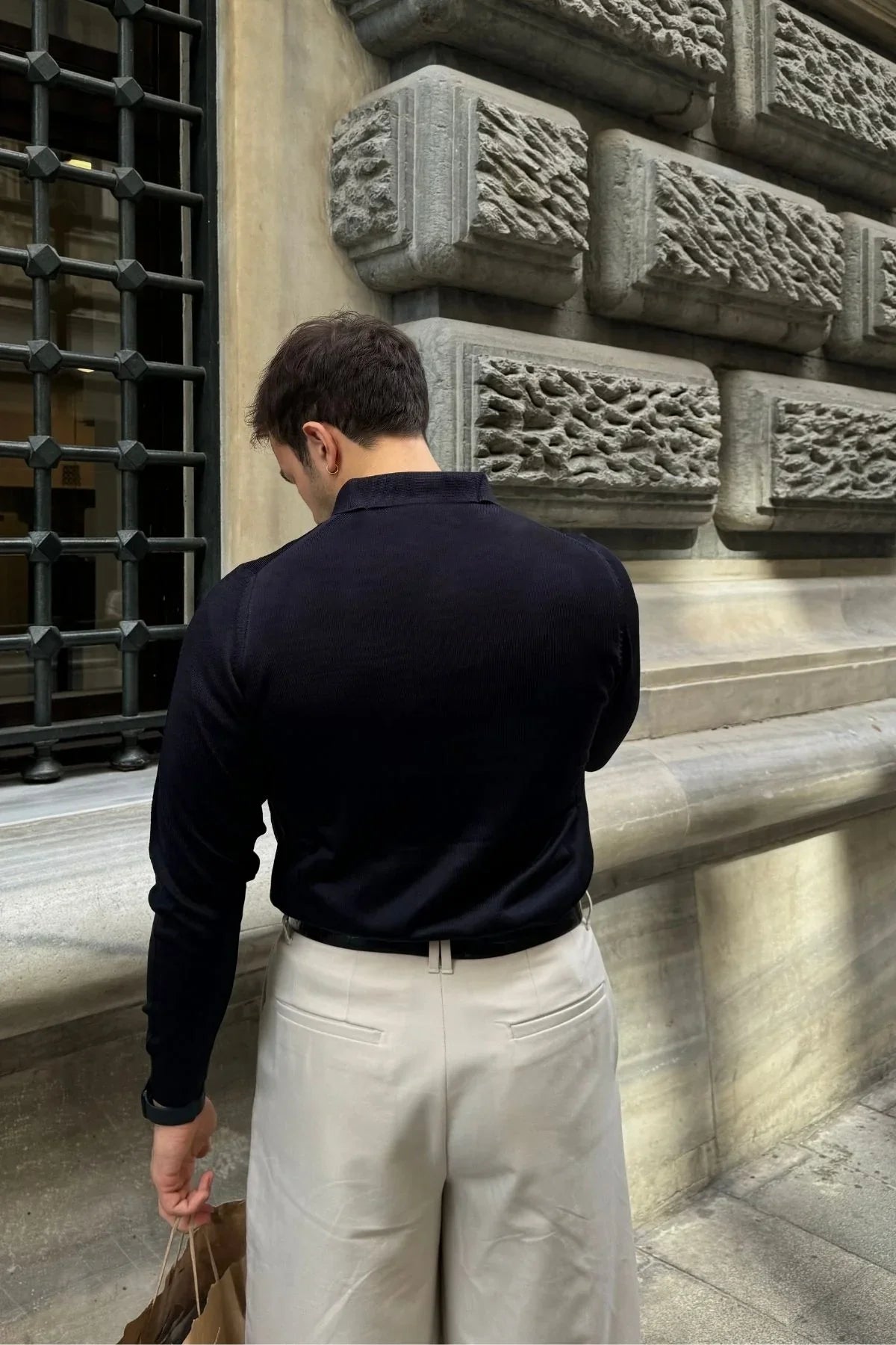 Erkek Standart Fit Normal Kesim Polo Yaka Triko Kazak - Livio Ferri