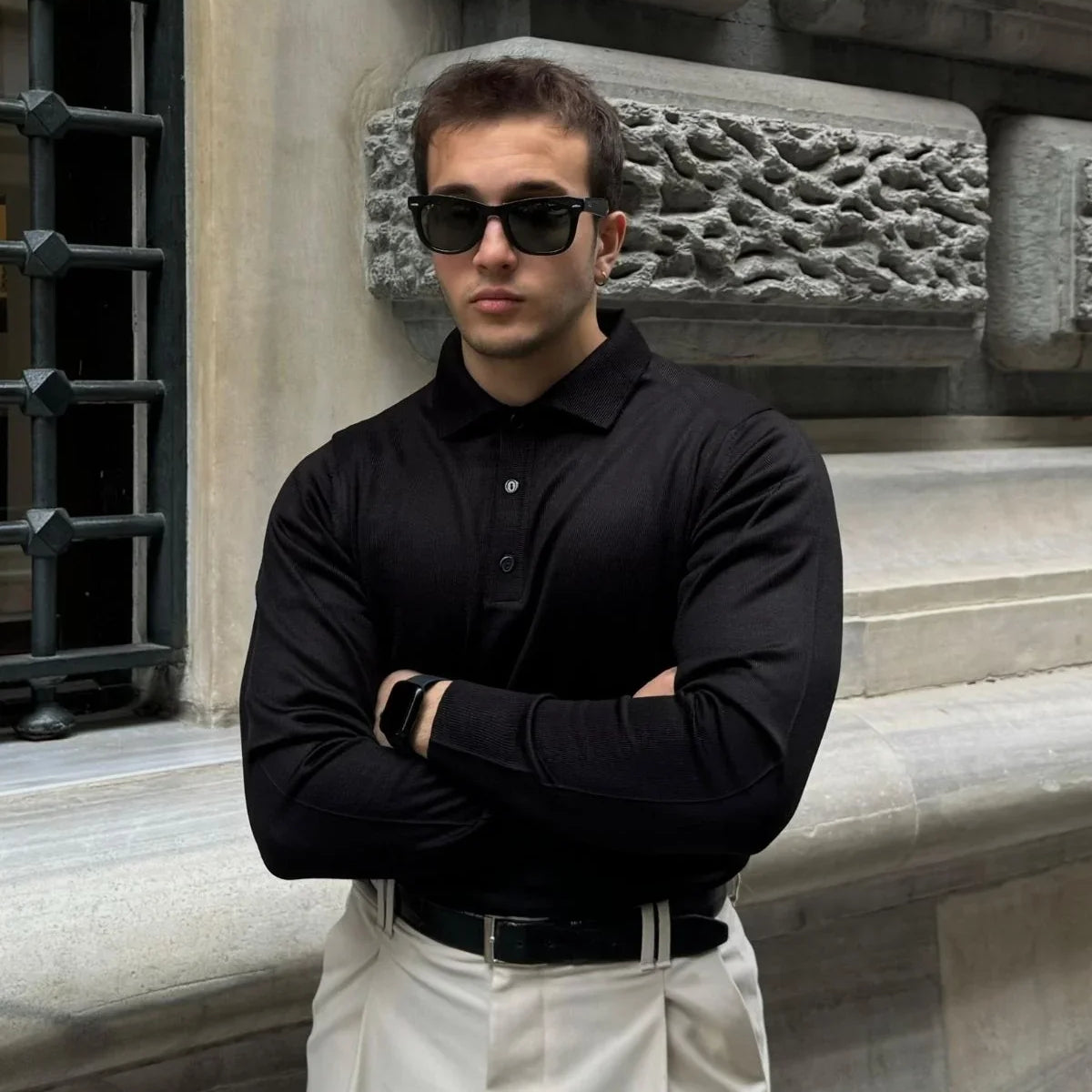 Erkek Standart Fit Normal Kesim Polo Yaka Triko Kazak