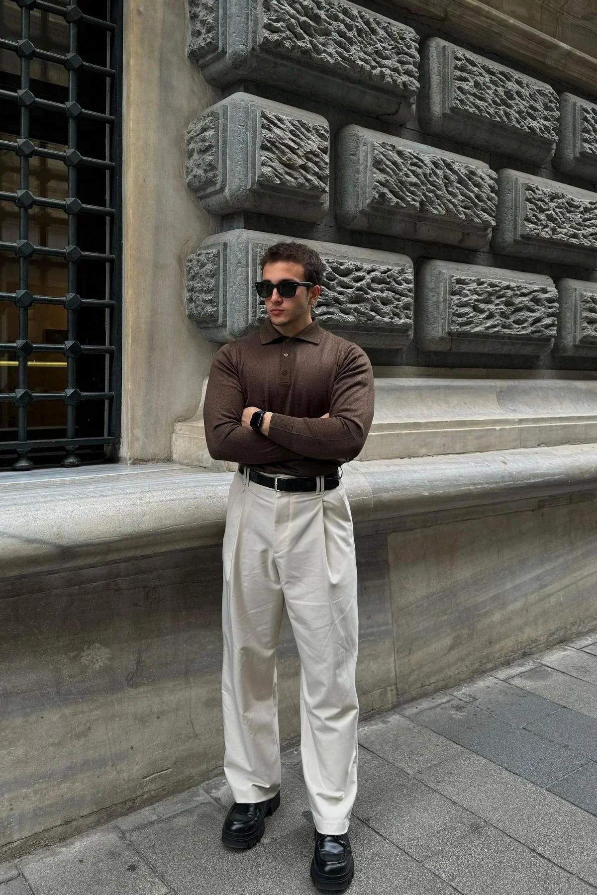 erkek-standart-fit-normal-kesim-gomlek-polo-yaka-triko-kazak-20068 - Livio Ferri
