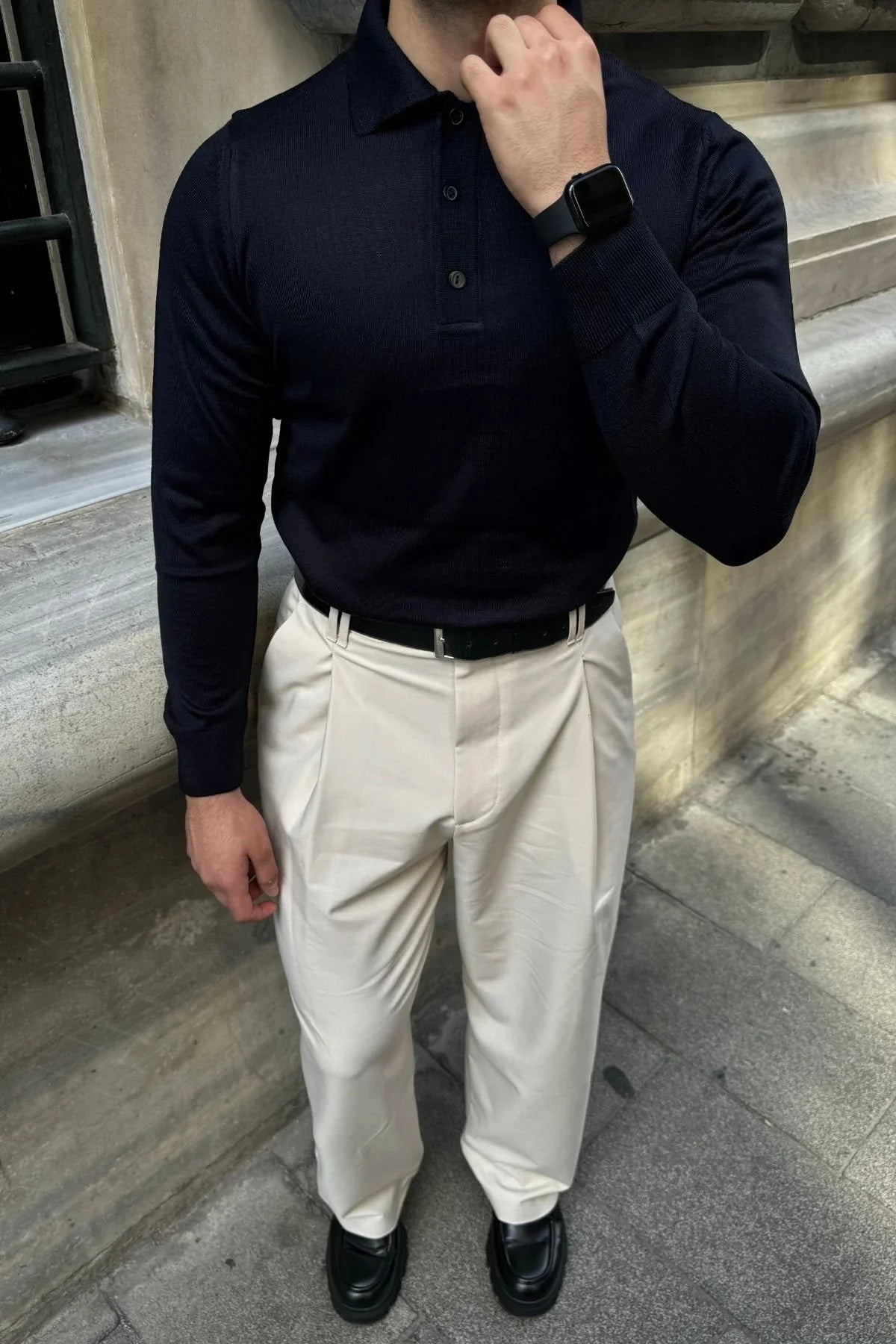 Erkek Standart Fit Normal Kesim Polo Yaka Triko Kazak - Livio Ferri