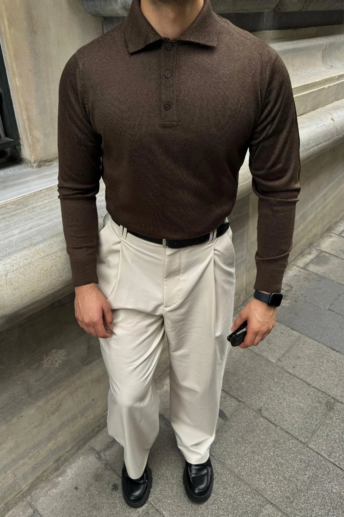 Erkek Standart Fit Normal Kesim Polo Yaka Triko Kazak - Livio Ferri