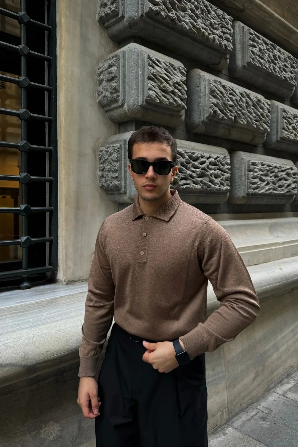 Erkek Standart Fit Normal Kesim Polo Yaka Triko Kazak - Livio Ferri