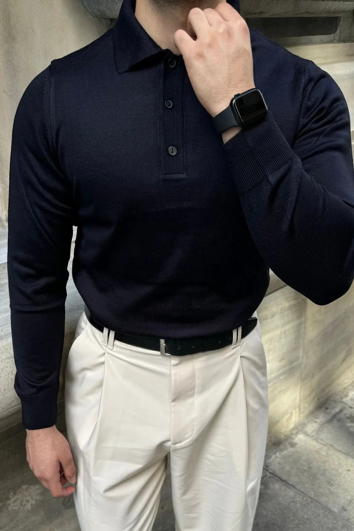 Erkek Standart Fit Normal Kesim Polo Yaka Triko Kazak - Livio Ferri