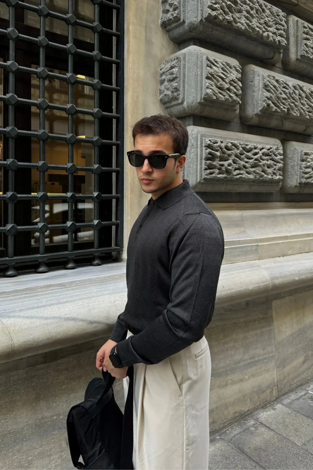 Erkek Standart Fit Normal Kesim Polo Yaka Triko Kazak - Livio Ferri