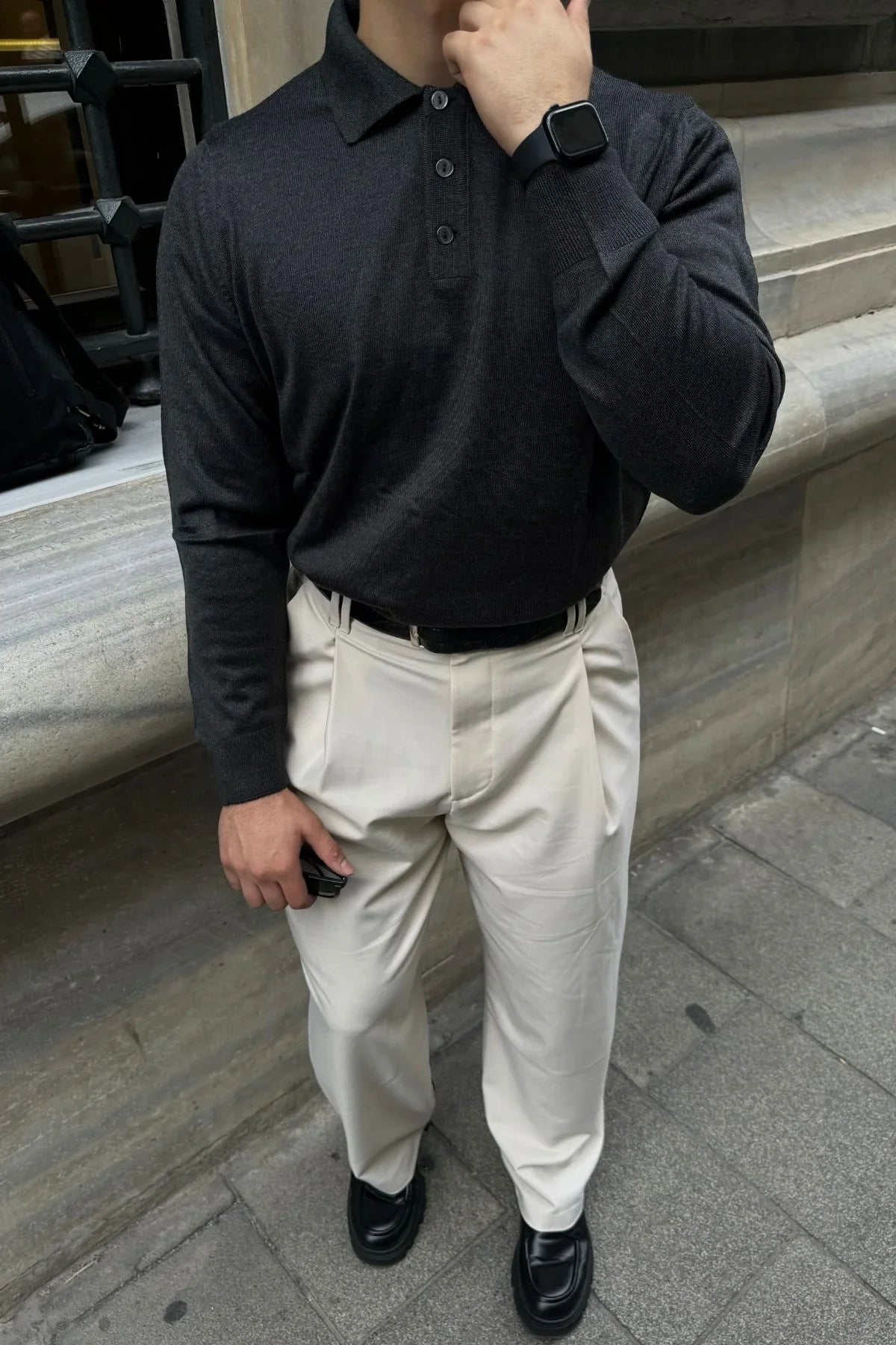 Erkek Standart Fit Normal Kesim Polo Yaka Triko Kazak - Livio Ferri