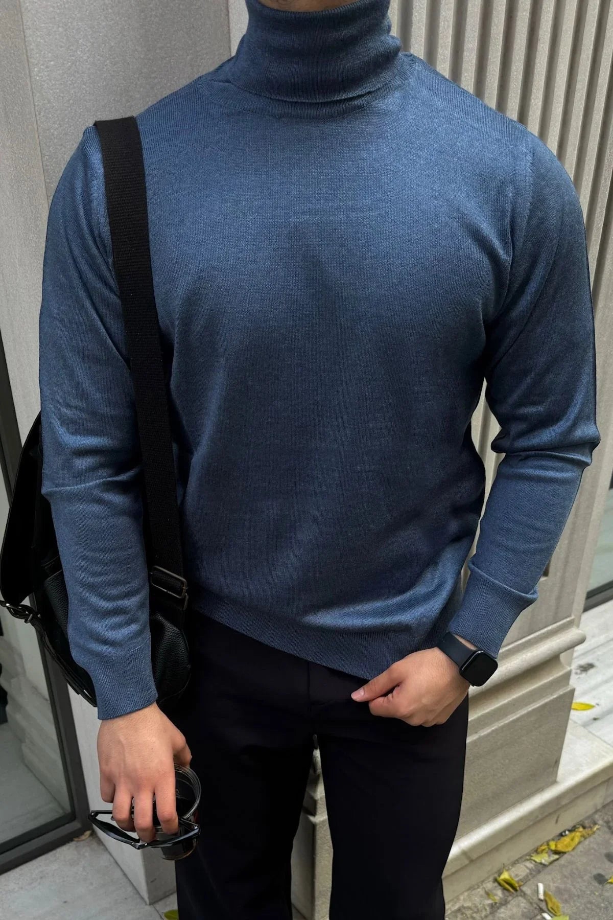 erkek-standart-fit-normal-kesim-tam-balikci-bogazli-yaka-triko-kazak-20189 - Livio Ferri