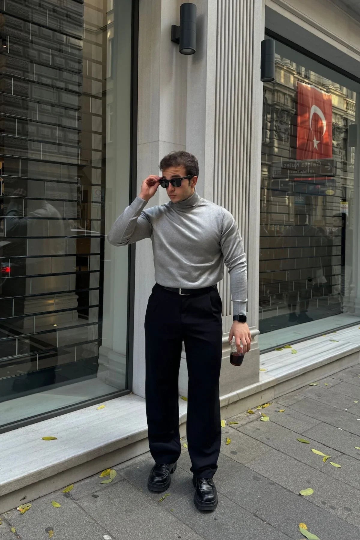 erkek-standart-fit-normal-kesim-tam-balikci-bogazli-yaka-triko-kazak-20199 - Livio Ferri
