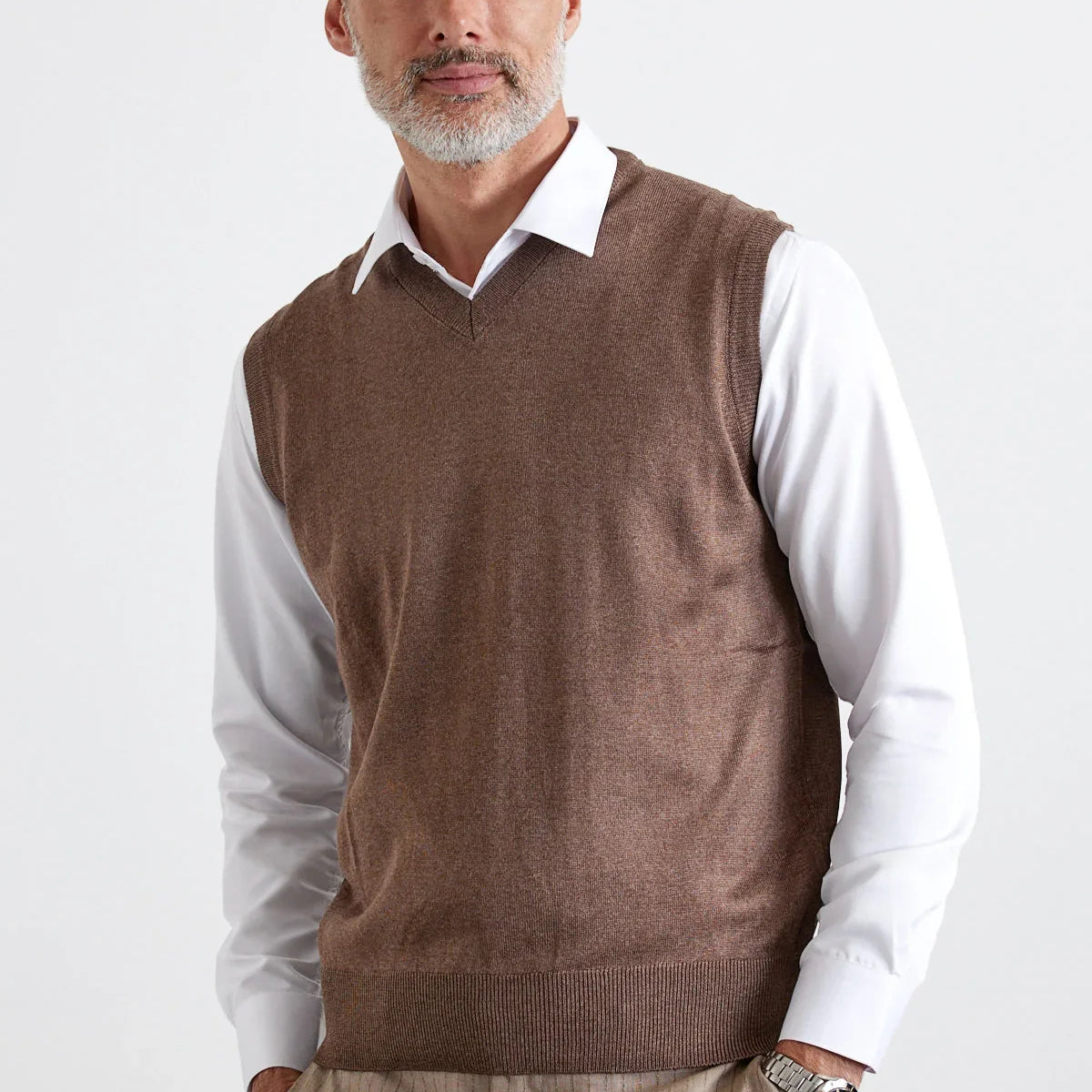 Erkek Standart Fit Normal Kesim Kolsuz Triko Süveter