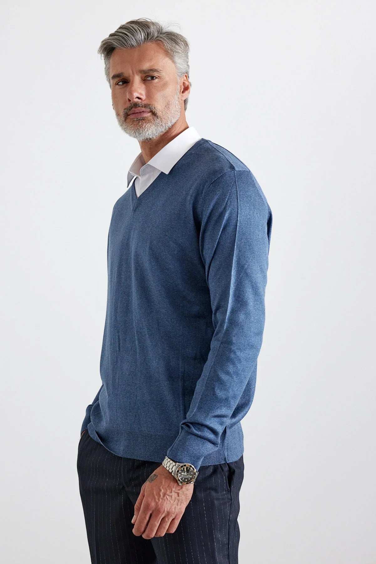 Erkek Standart Fit Normal Kesim V Yaka Triko Kazak - Livio Ferri