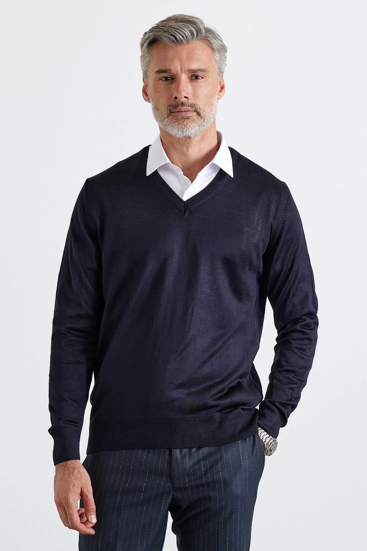 Erkek Standart Fit Normal Kesim V Yaka Triko Kazak - Livio Ferri