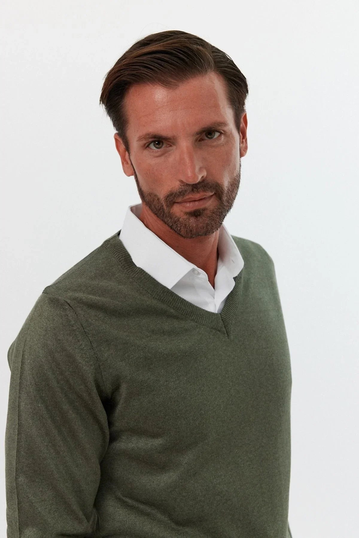 Erkek Standart Fit Normal Kesim V Yaka Triko Kazak - Livio Ferri