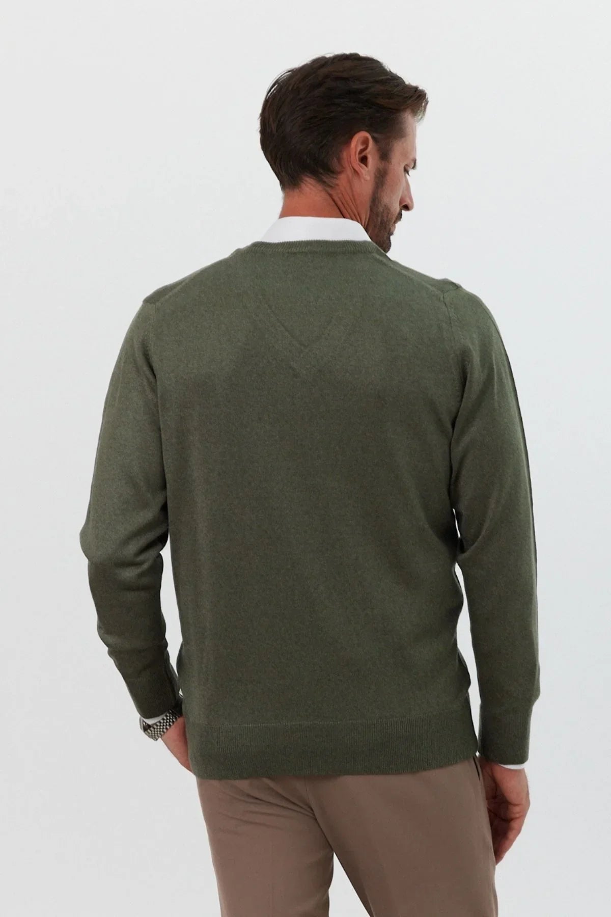 Erkek Standart Fit Normal Kesim V Yaka Triko Kazak - Livio Ferri