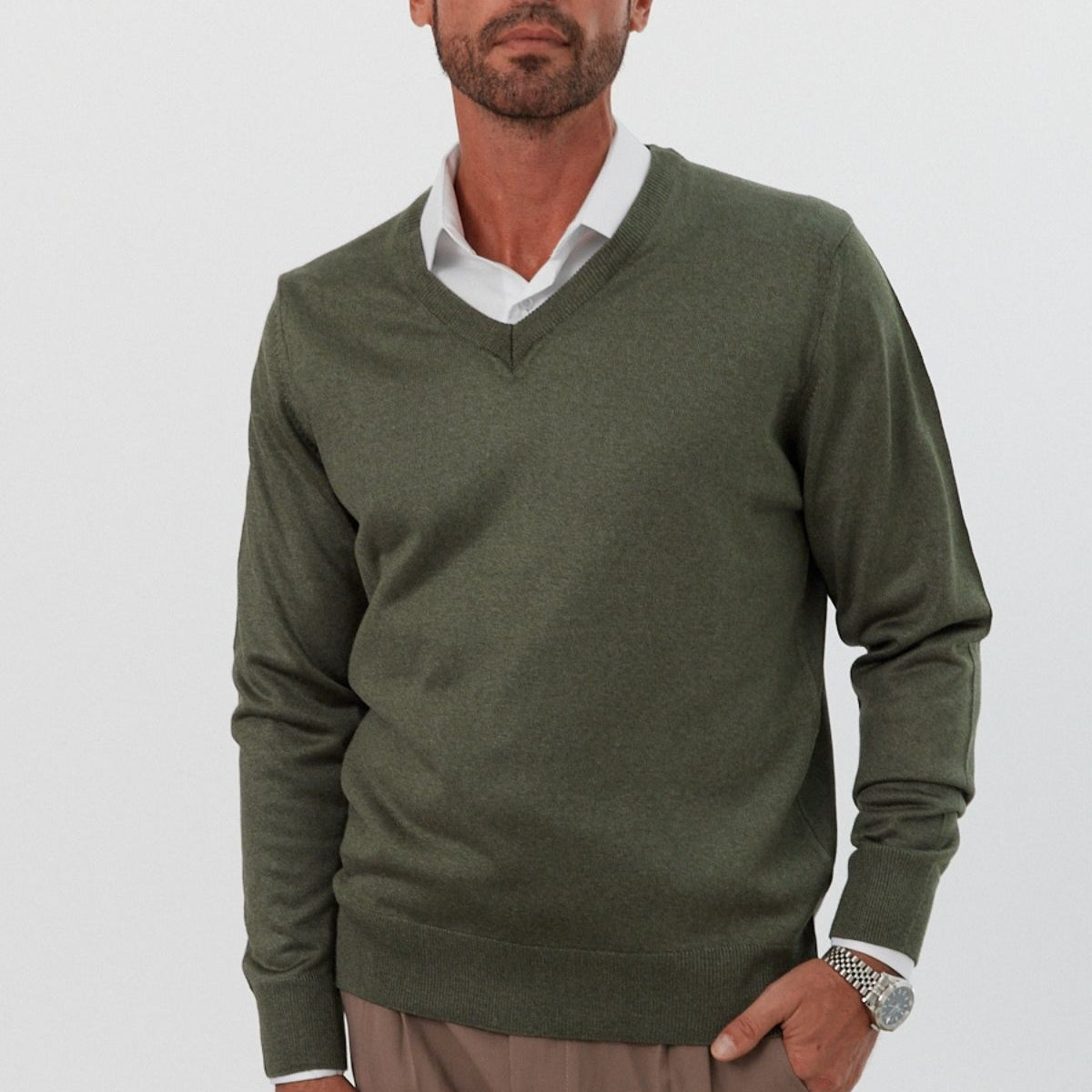 Erkek Standart Fit Normal Kesim V Yaka Triko Kazak