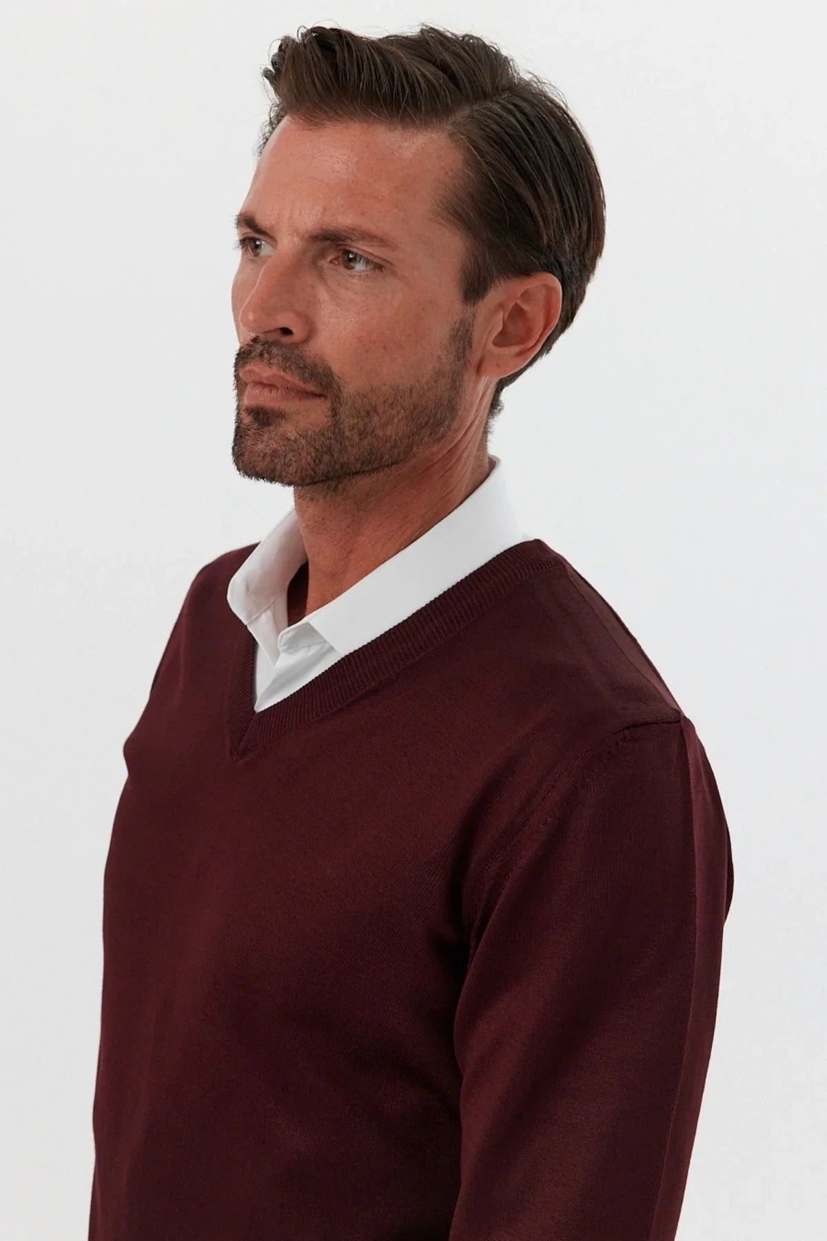 Erkek Standart Fit Normal Kesim V Yaka Triko Kazak - Livio Ferri