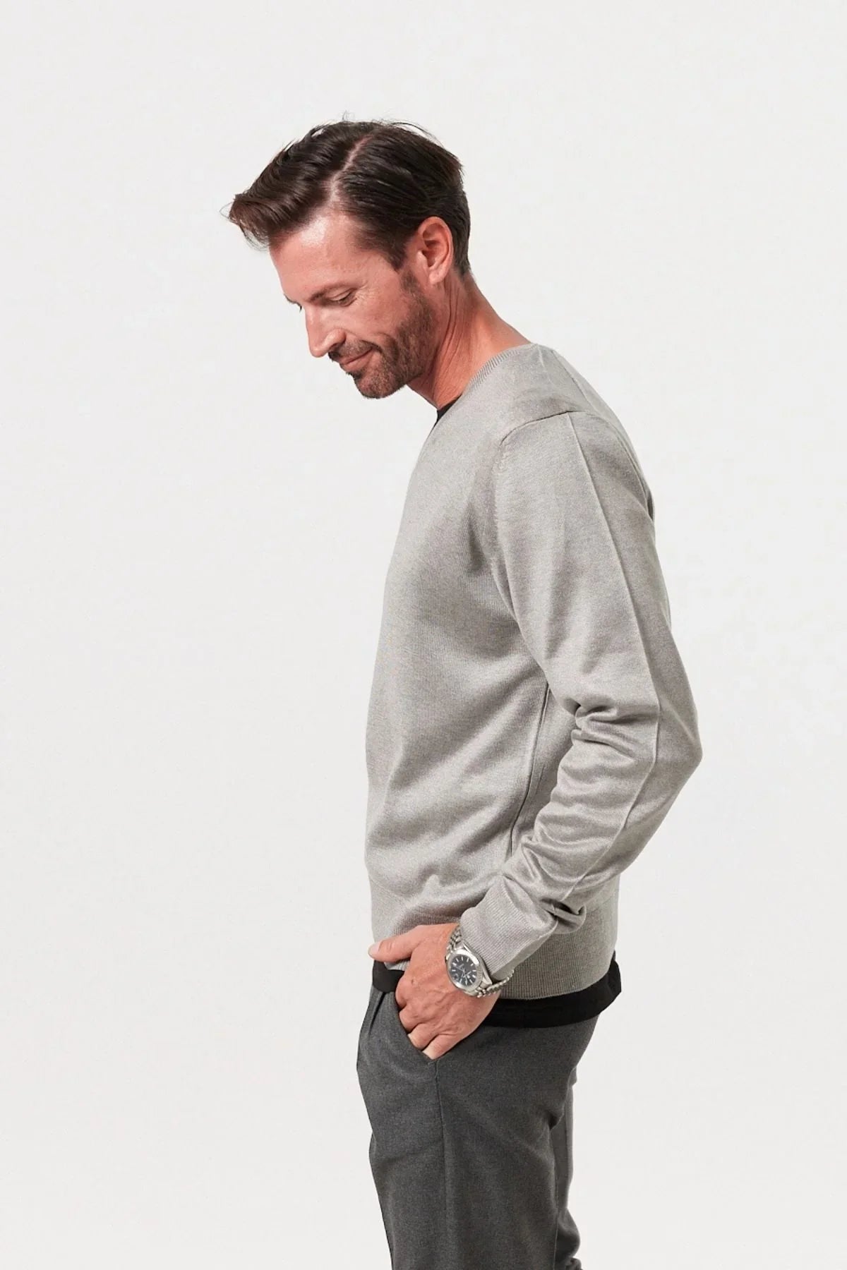 Erkek Standart Fit Normal Kesim V Yaka Triko Kazak - Livio Ferri