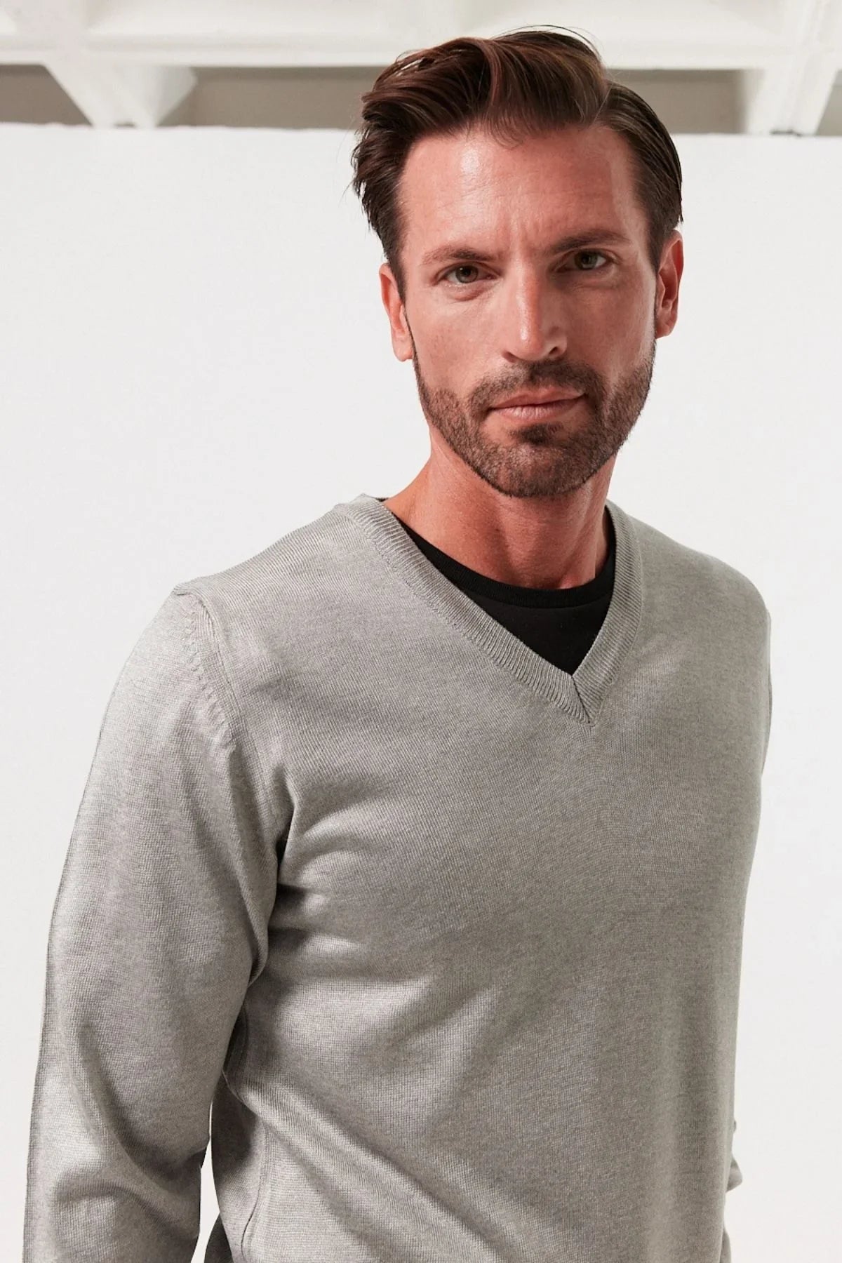 Erkek Standart Fit Normal Kesim V Yaka Triko Kazak - Livio Ferri