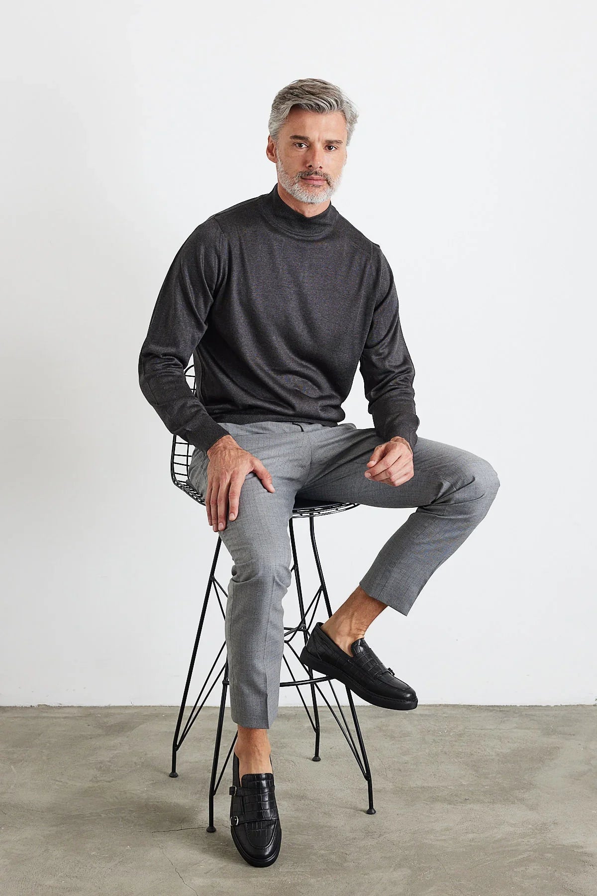 Erkek Standart Fit Normal Kesim Yarım Balıkçı Yaka Triko Kazak - Livio Ferri