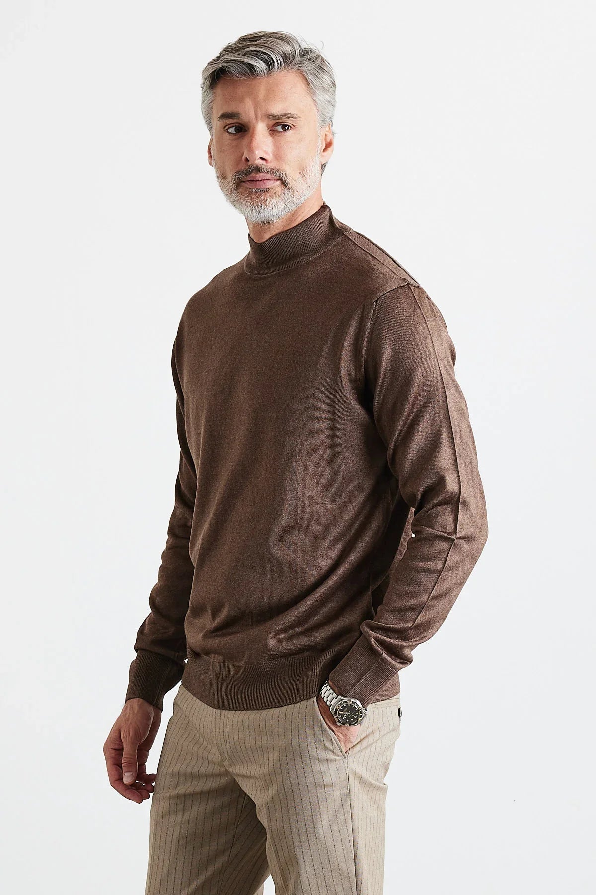 Erkek Standart Fit Normal Kesim Yarım Balıkçı Yaka Triko Kazak - Livio Ferri