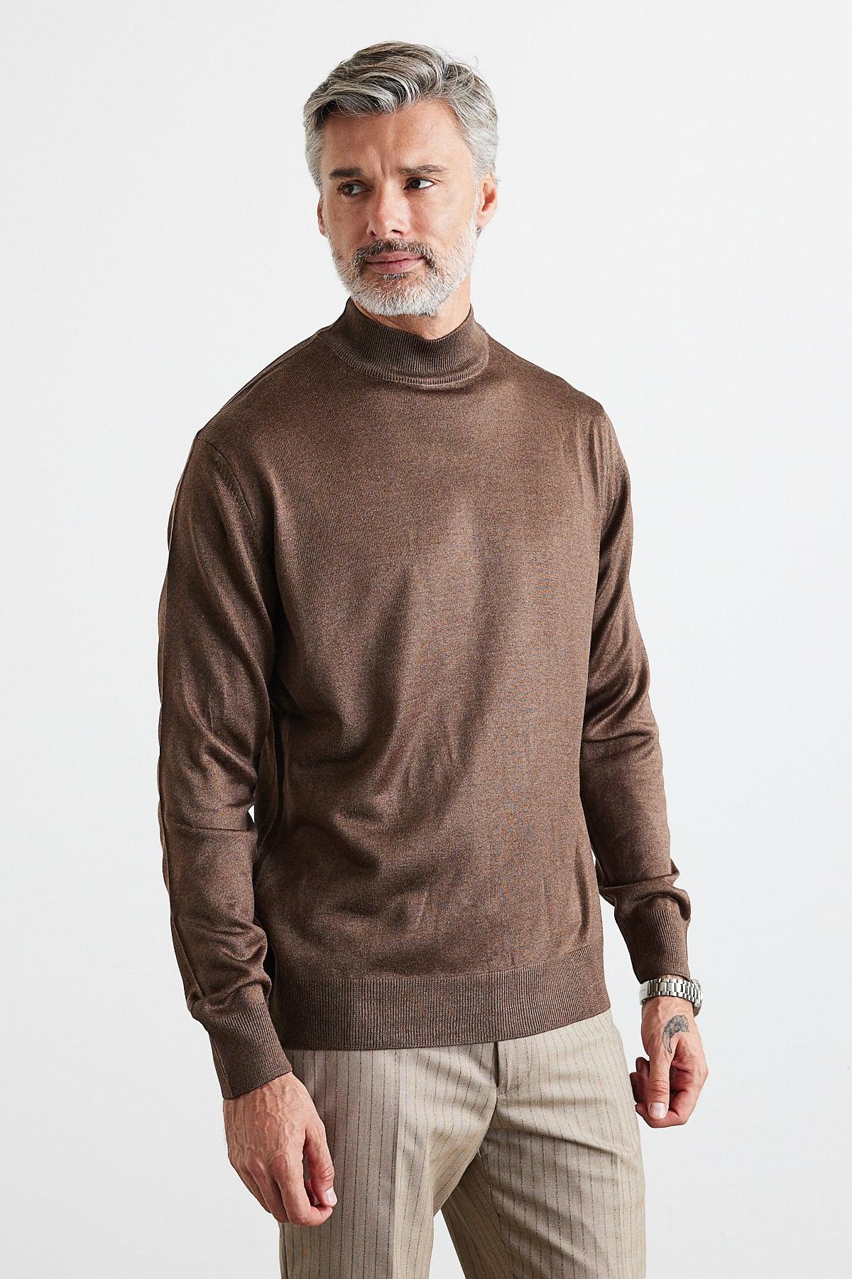 Erkek Standart Fit Normal Kesim Yarım Balıkçı Yaka Triko Kazak - Livio Ferri