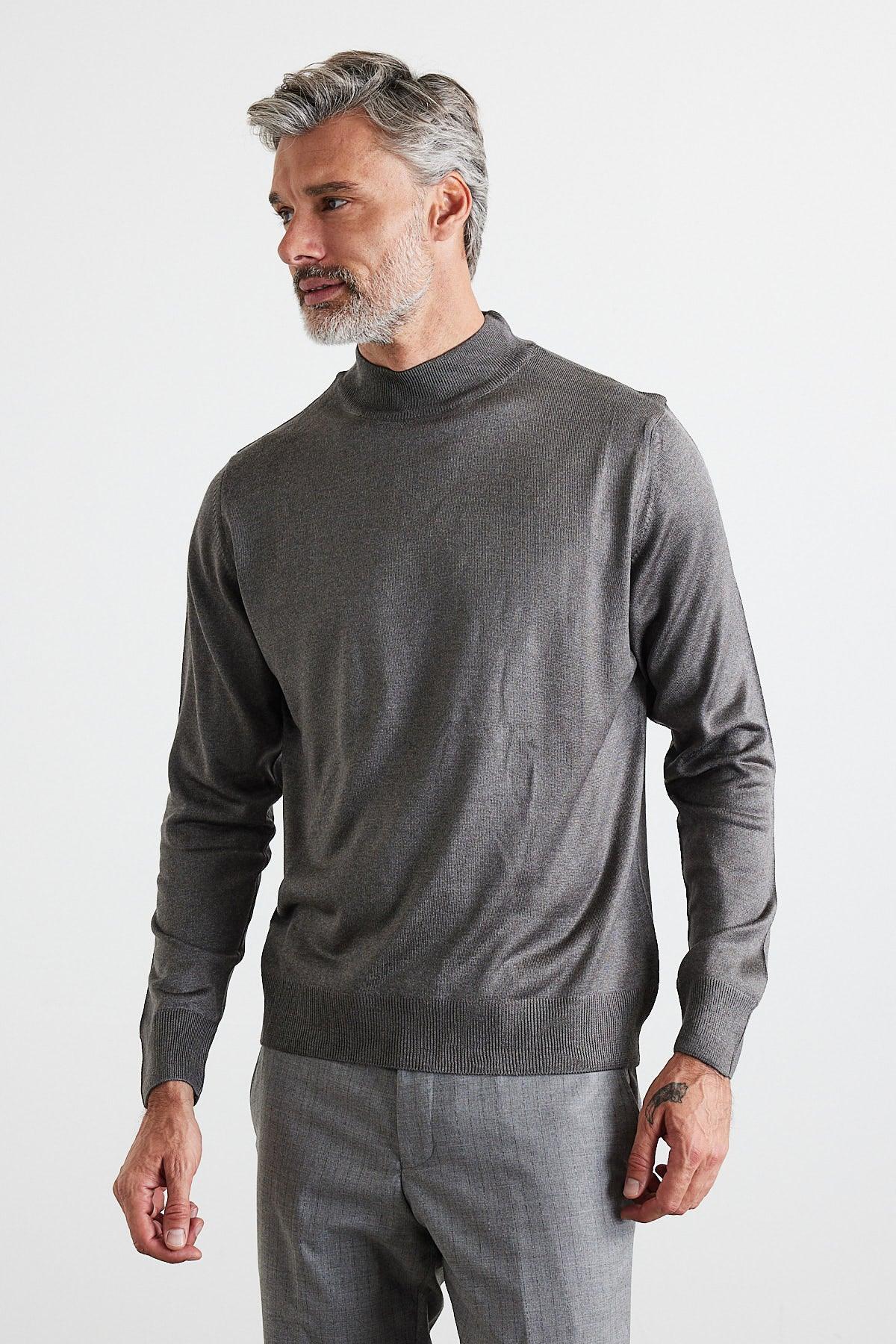 Erkek Standart Fit Normal Kesim Yarım Balıkçı Yaka Triko Kazak - Livio Ferri