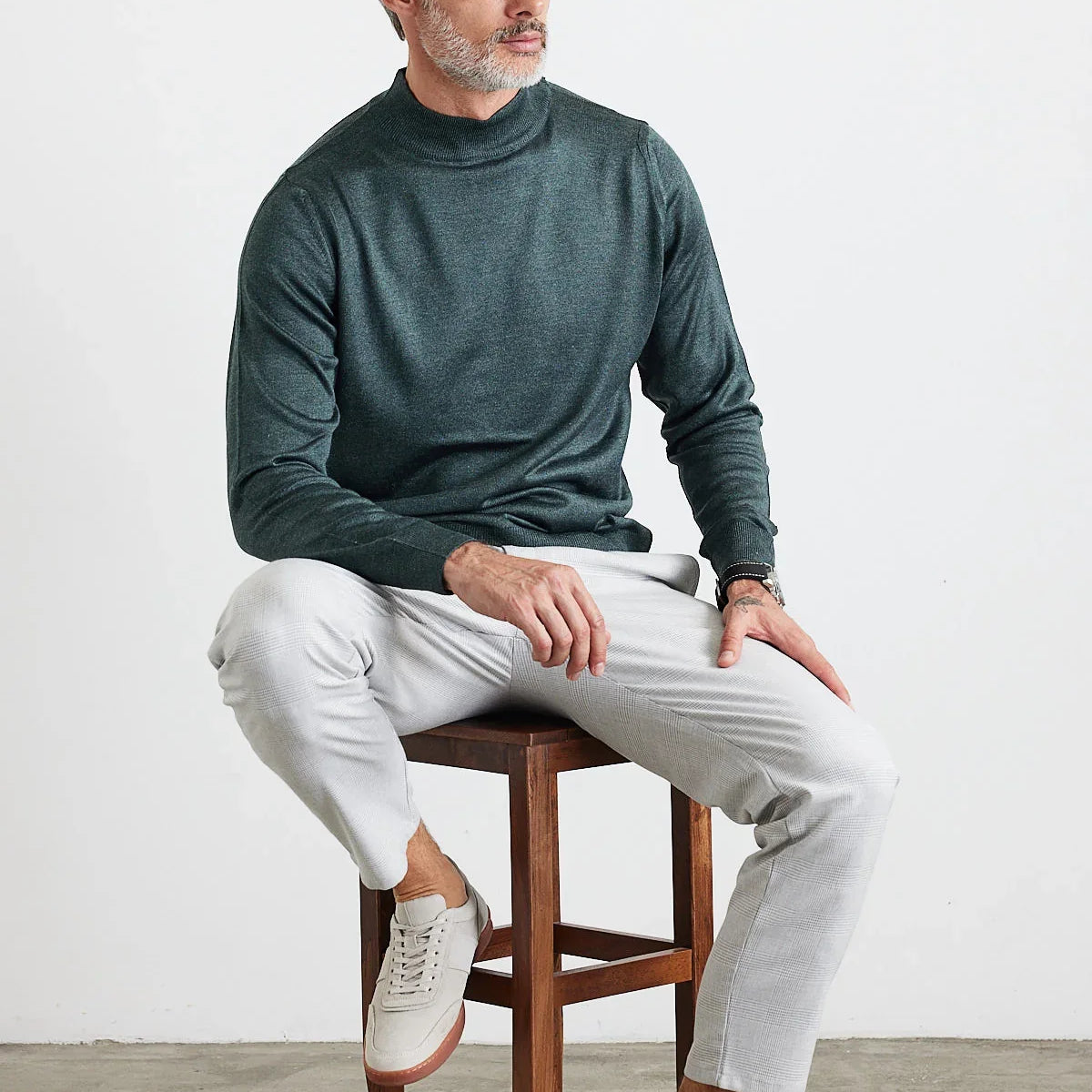 Erkek Standart Fit Normal Kesim Yarım Balıkçı Yaka Triko Kazak - Livio Ferri