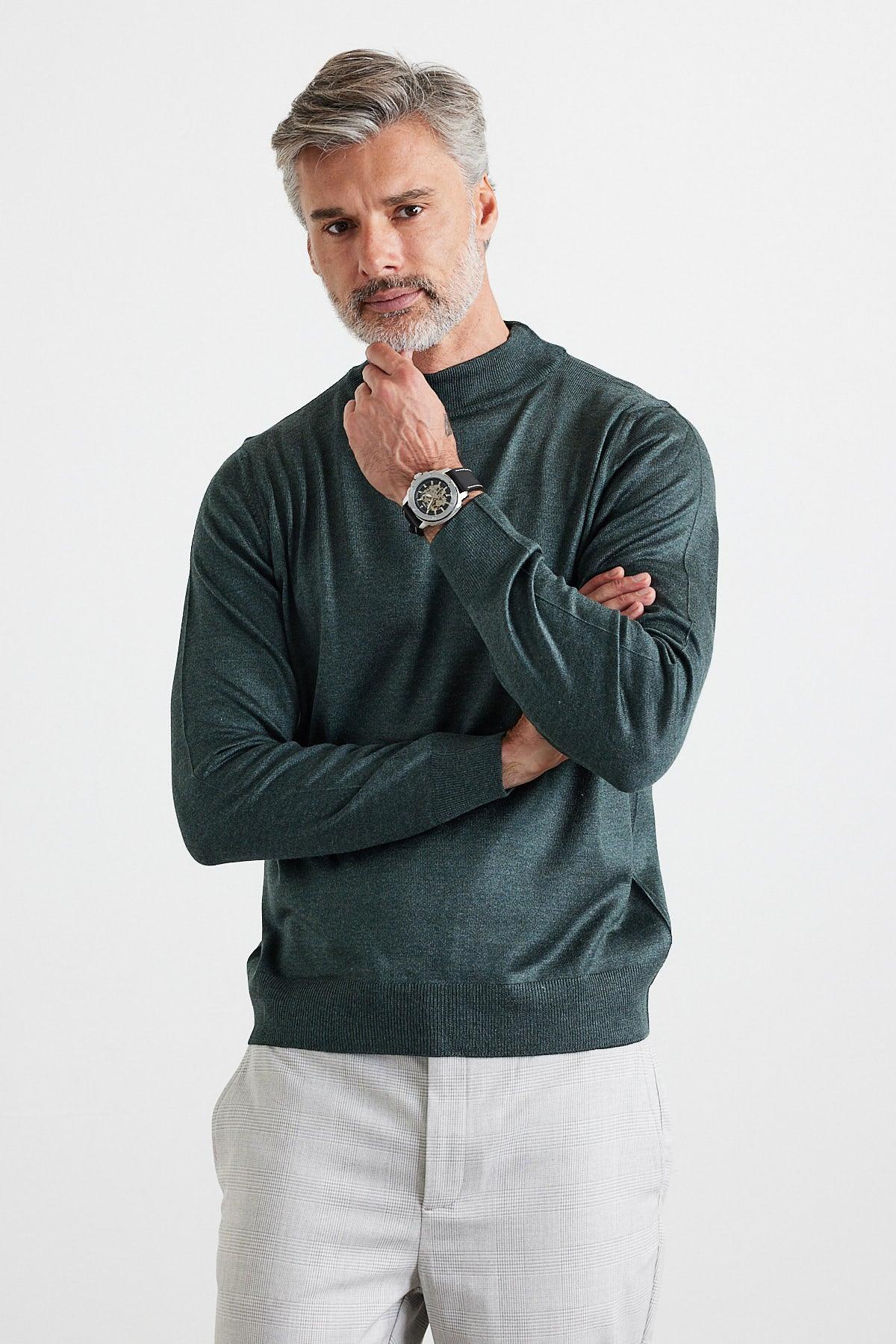 Erkek Standart Fit Normal Kesim Yarım Balıkçı Yaka Triko Kazak - Livio Ferri