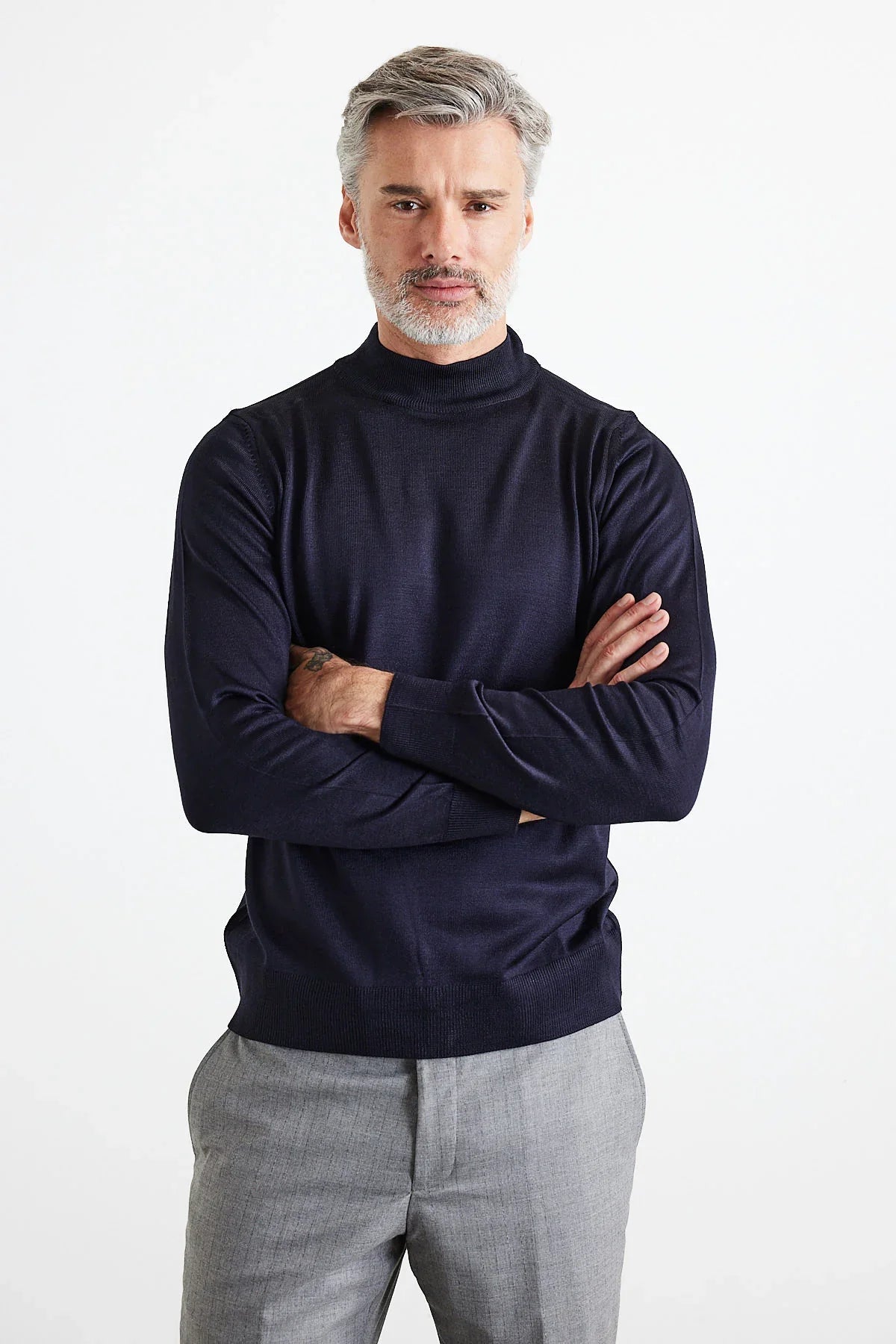 Erkek Standart Fit Normal Kesim Yarım Balıkçı Yaka Triko Kazak - Livio Ferri