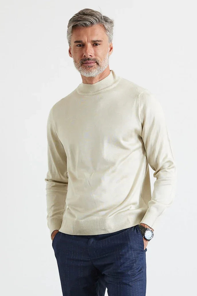 Erkek Standart Fit Normal Kesim Yarım Balıkçı Yaka Triko Kazak - Livio Ferri