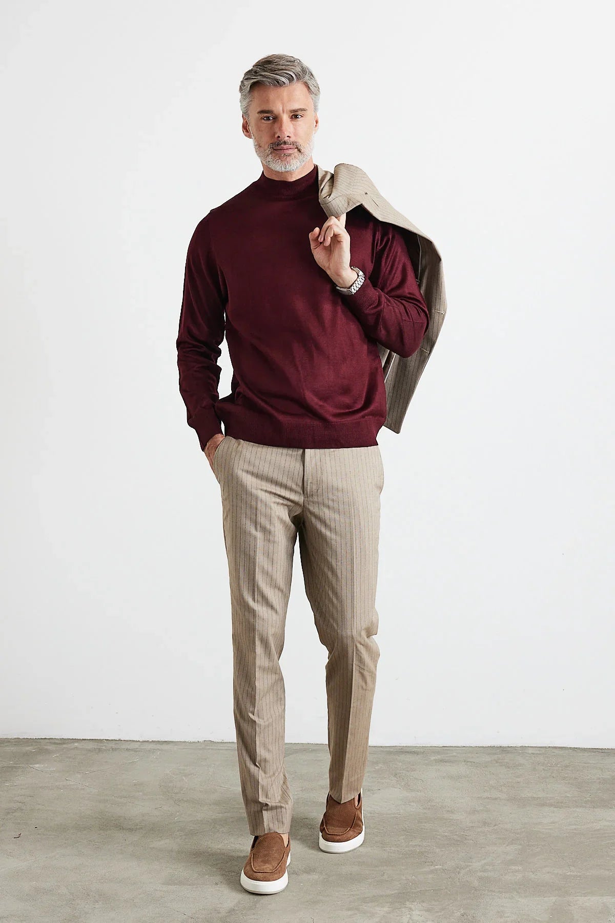 Erkek Standart Fit Normal Kesim Yarım Balıkçı Yaka Triko Kazak - Livio Ferri