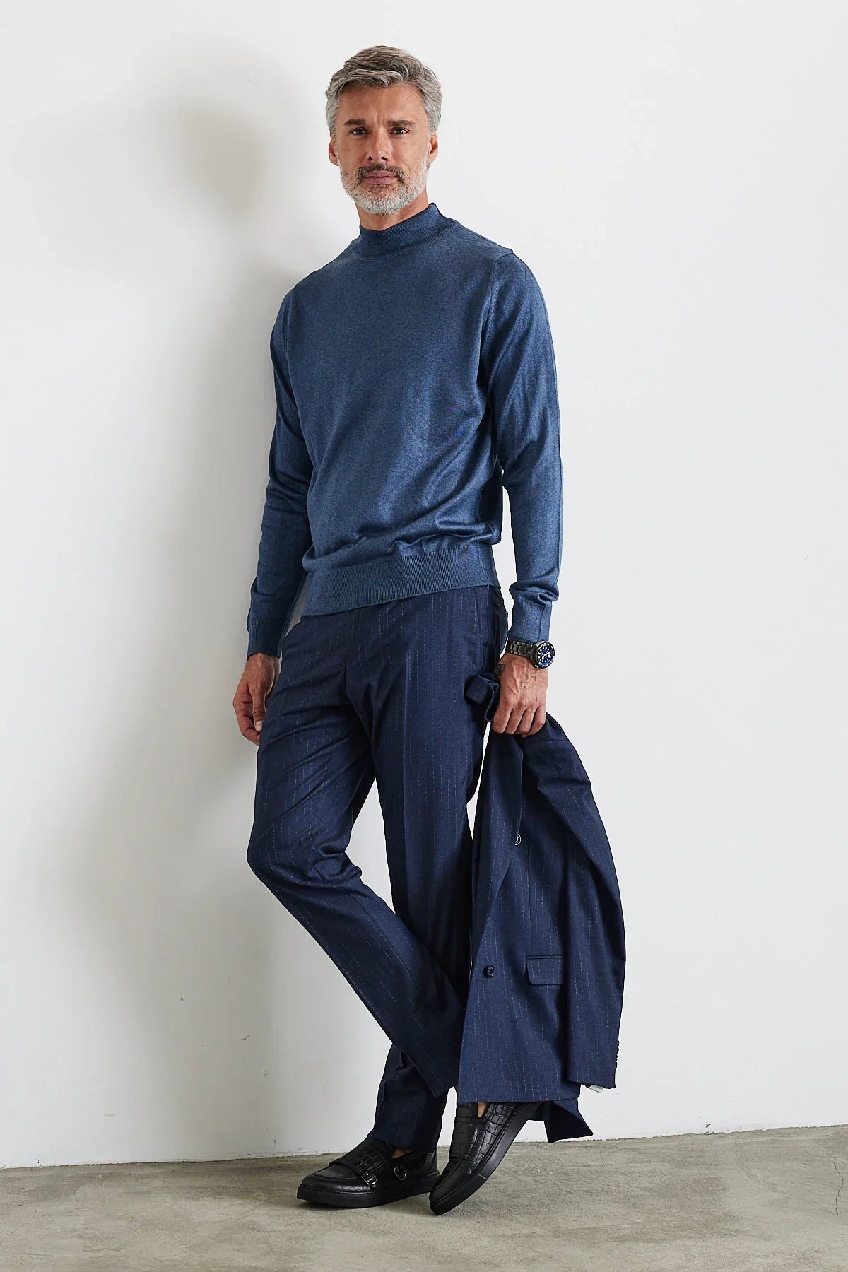 Erkek Standart Fit Normal Kesim Yarım Balıkçı Yaka Triko Kazak - Livio Ferri