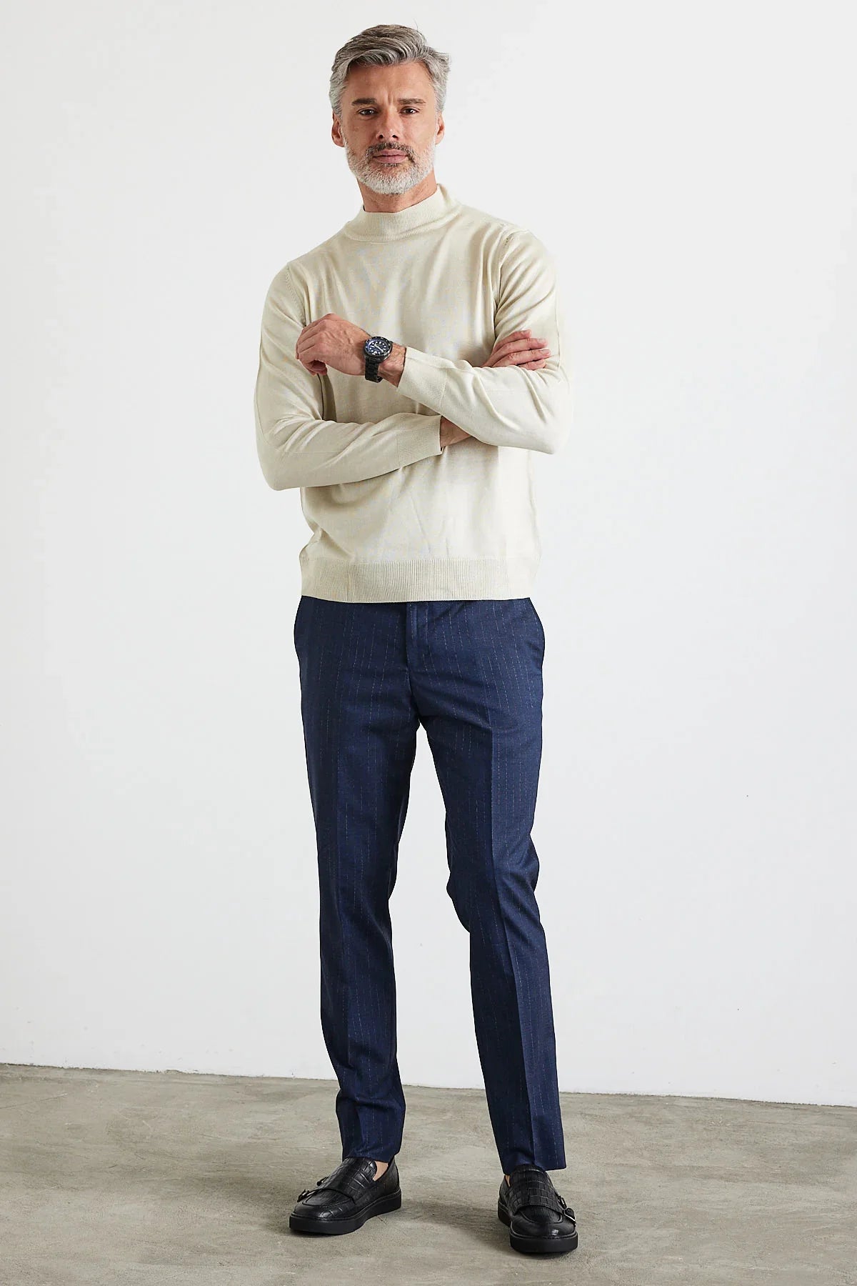 Erkek Standart Fit Normal Kesim Yarım Balıkçı Yaka Triko Kazak - Livio Ferri