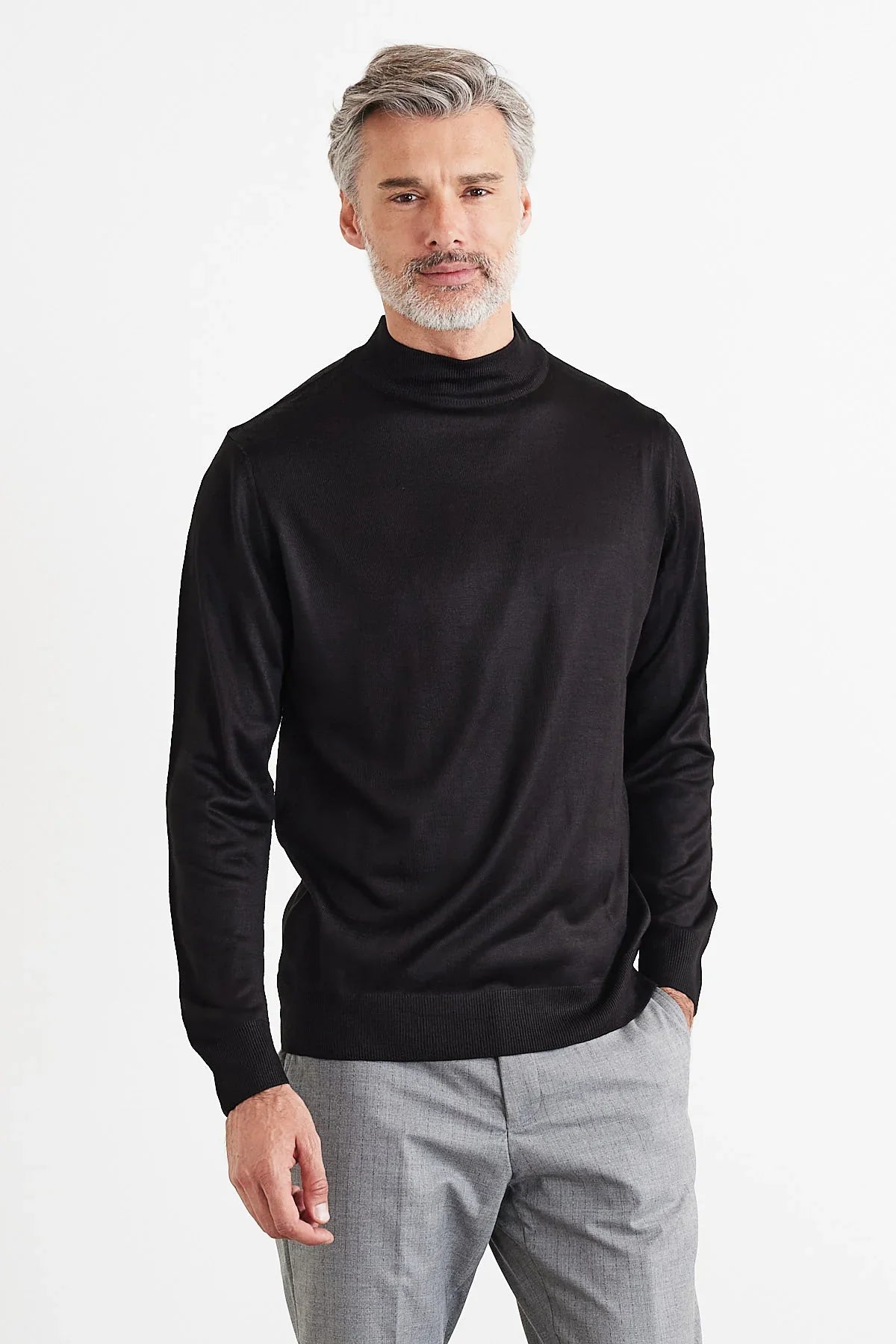 Erkek Standart Fit Normal Kesim Yarım Balıkçı Yaka Triko Kazak - Livio Ferri