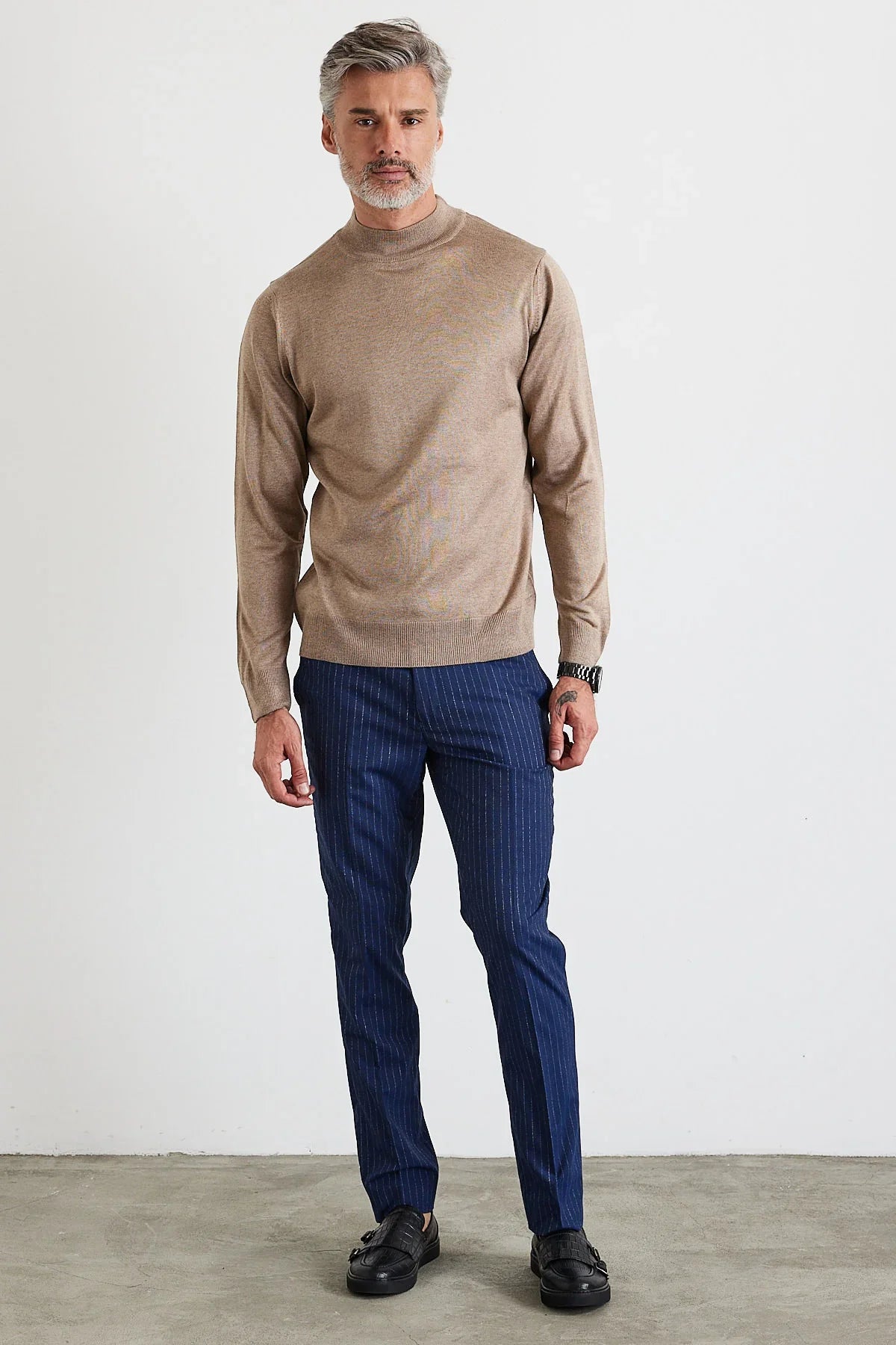 Erkek Standart Fit Normal Kesim Yarım Balıkçı Yaka Triko Kazak - Livio Ferri