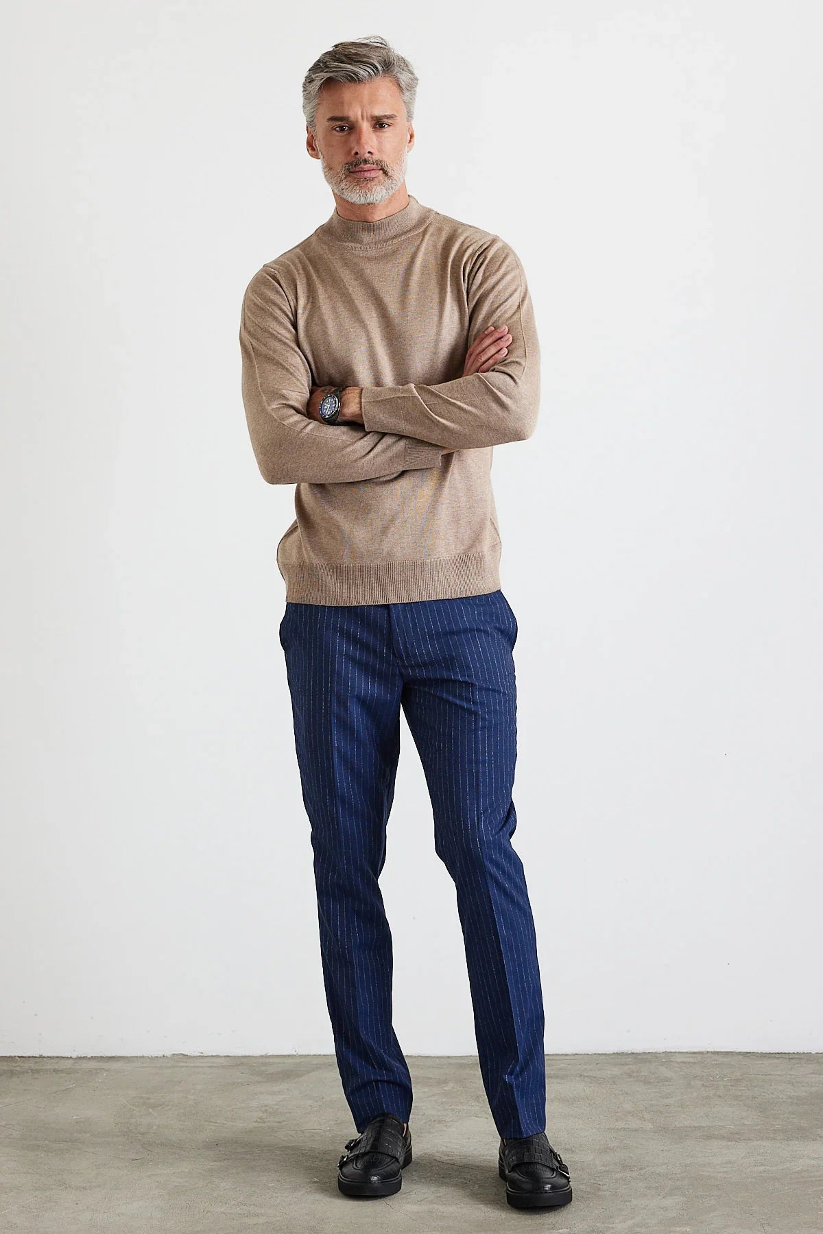 Erkek Standart Fit Normal Kesim Yarım Balıkçı Yaka Triko Kazak - Livio Ferri