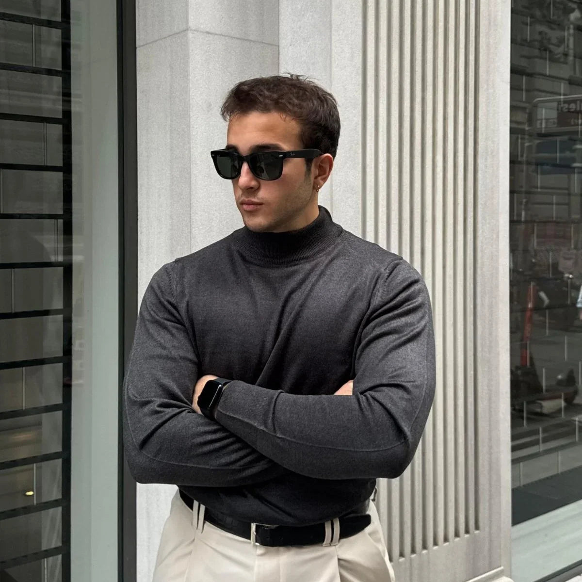 Erkek Standart Fit Normal Kesim Yarım Balıkçı Yaka Triko Kazak - Livio Ferri