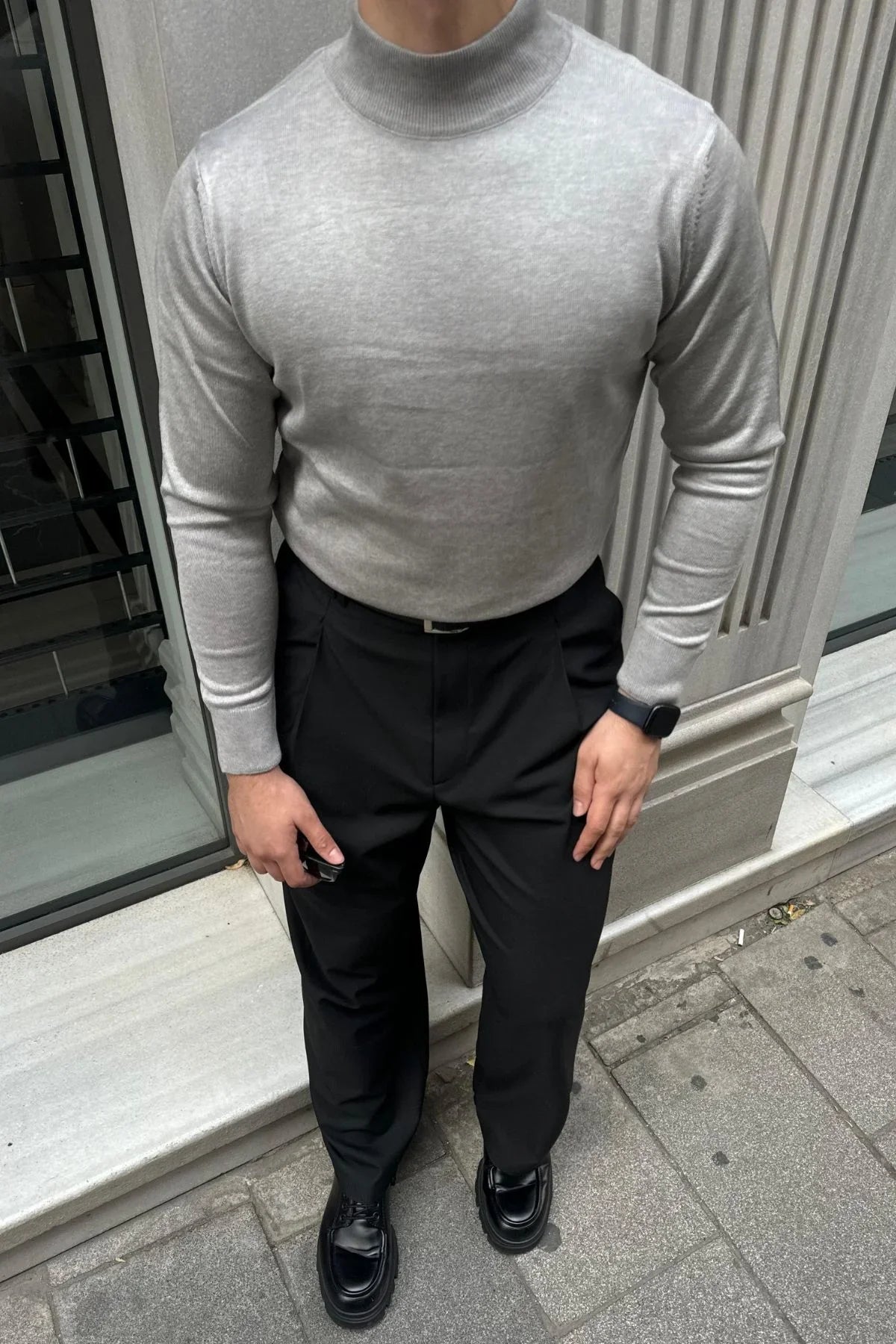 erkek-standart-fit-normal-kesim-yarim-balikci-bogazli-yaka-triko-kazak-20082 - Livio Ferri